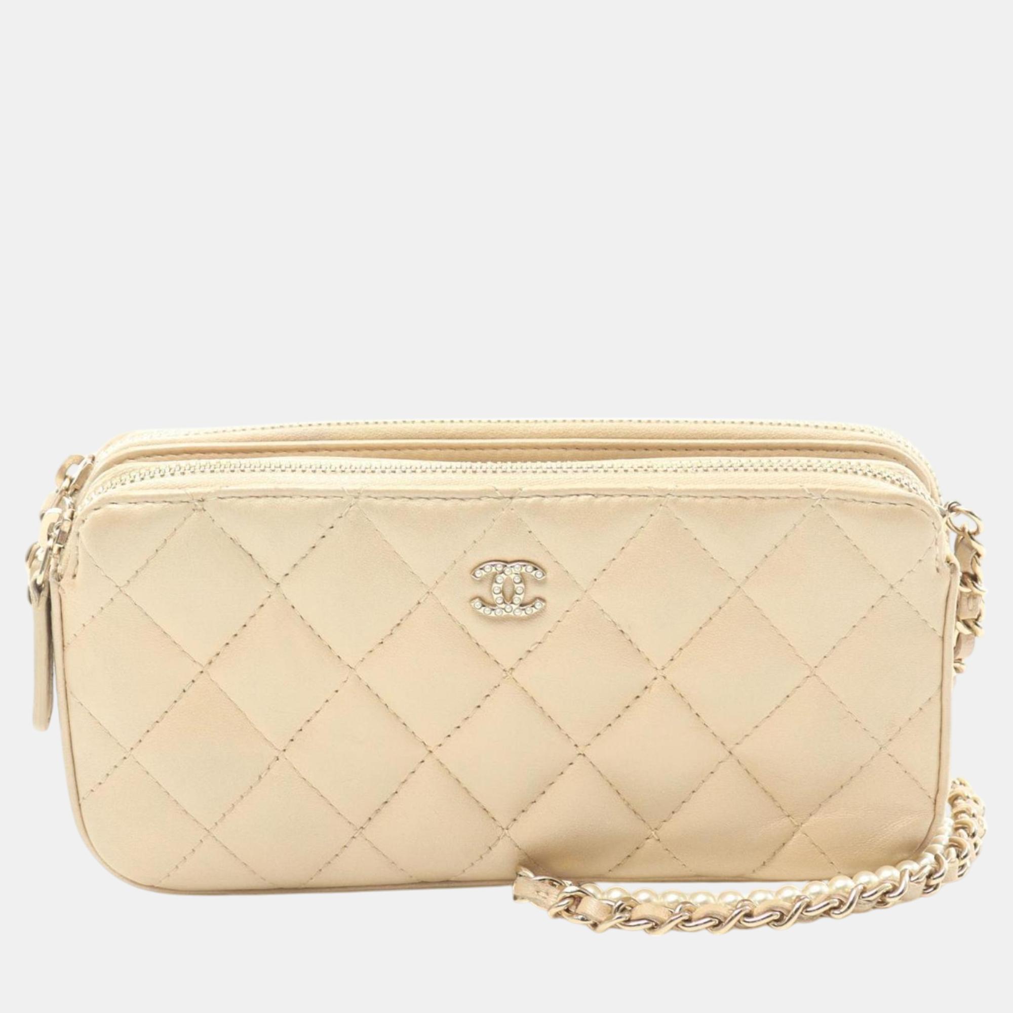 

Chanel Leather Gold Matelasse Shoulder Bag