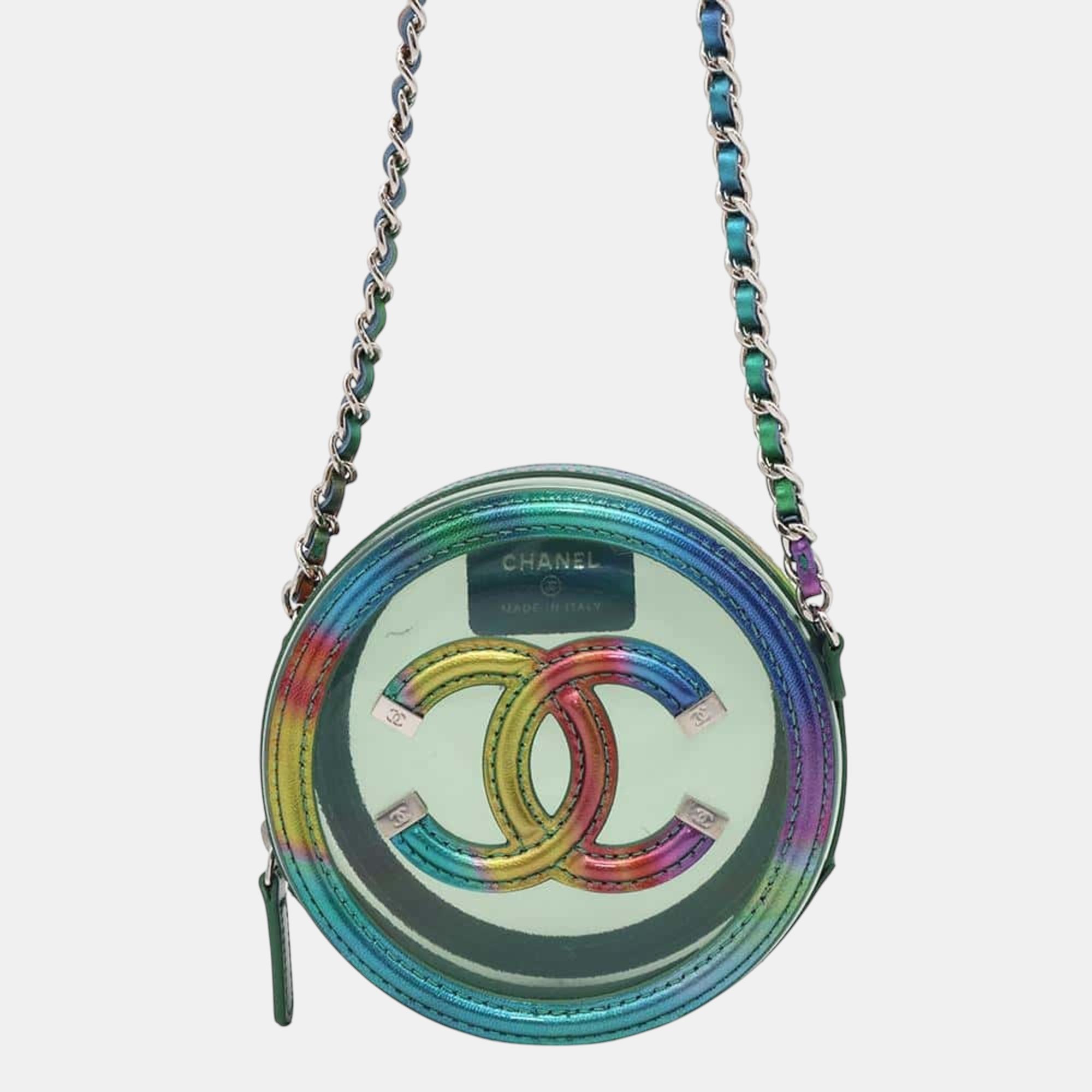 

Chanel Coco Mark Cc Filigree Round Vinyl Chain Shoulder Bag, Multicolor