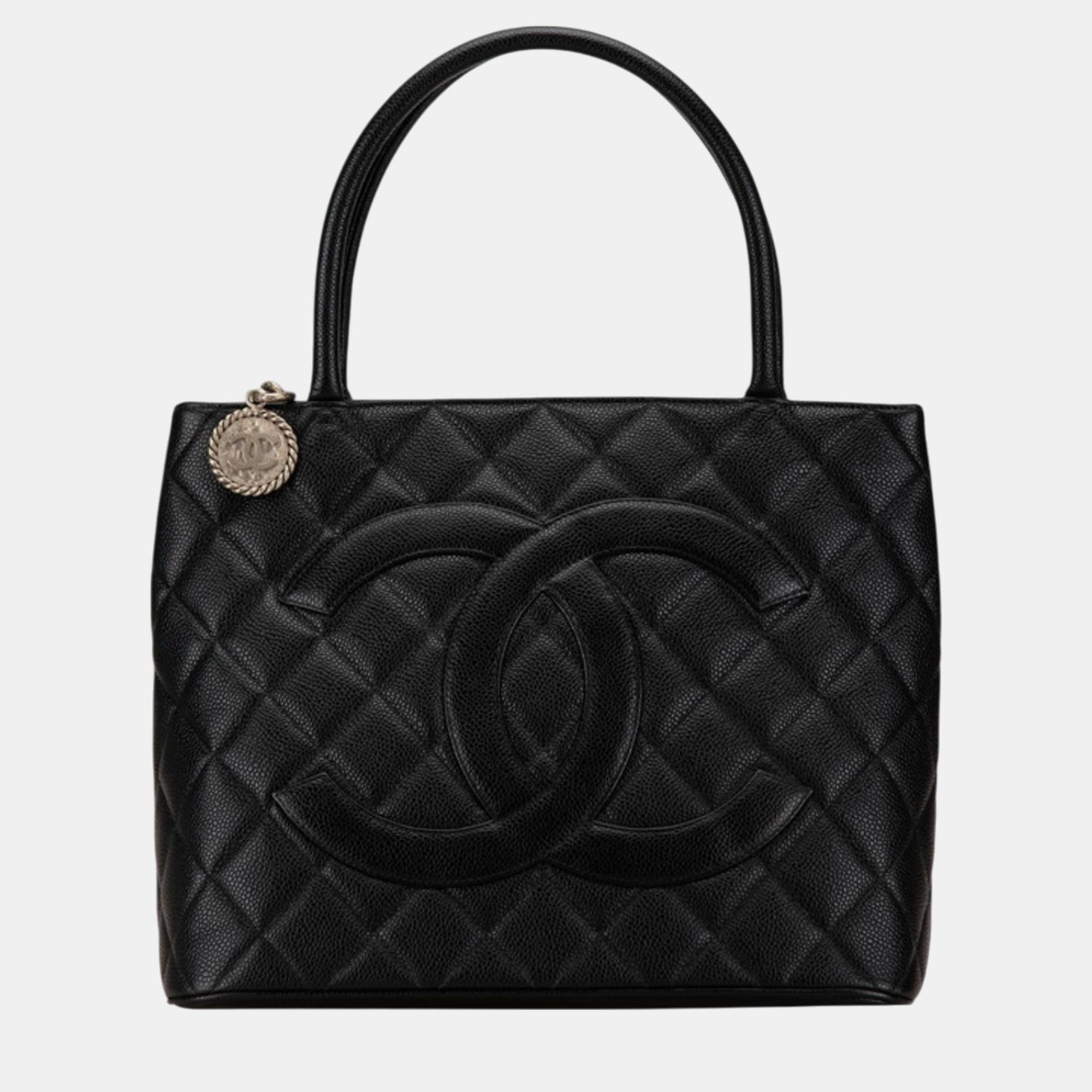 

Chanel Black Caviar Skin Reprint Tote Coco Mark Bag