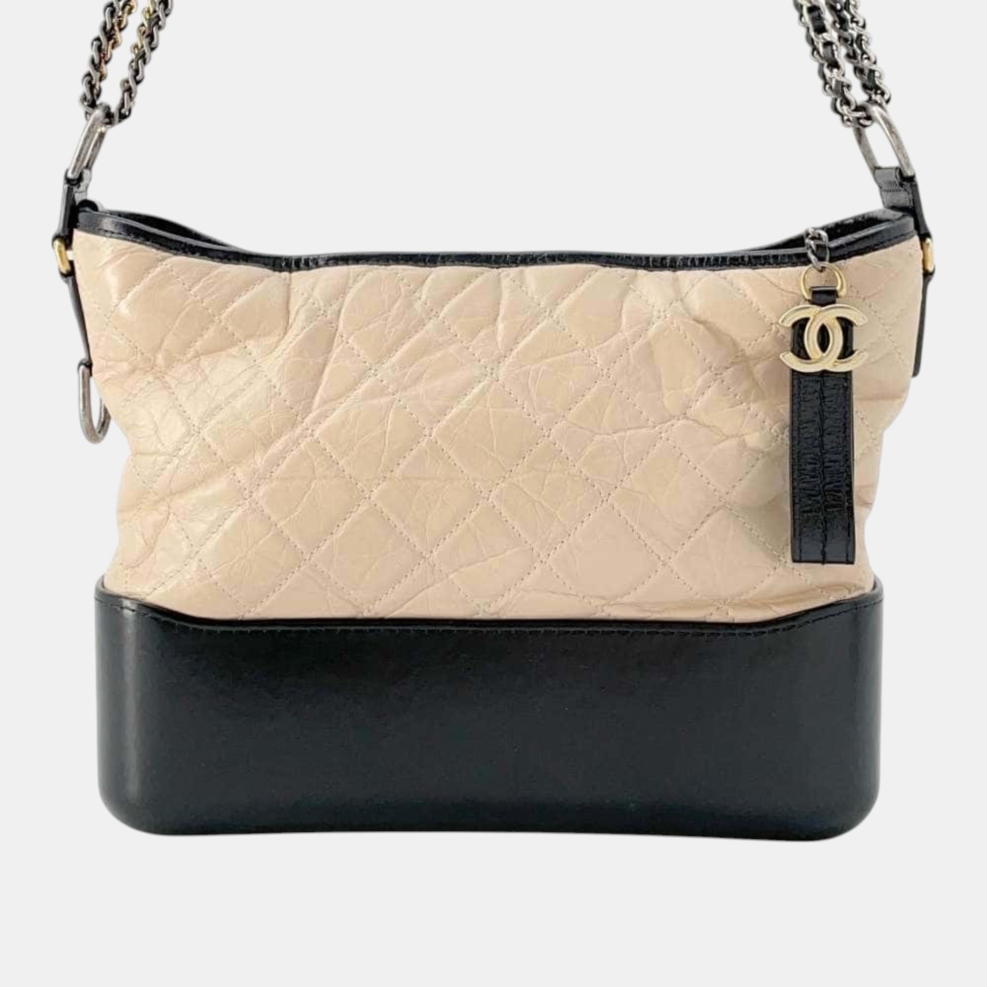 

Chanel Black Gabrielle De Hobo Chain Shoulder Bag, Beige