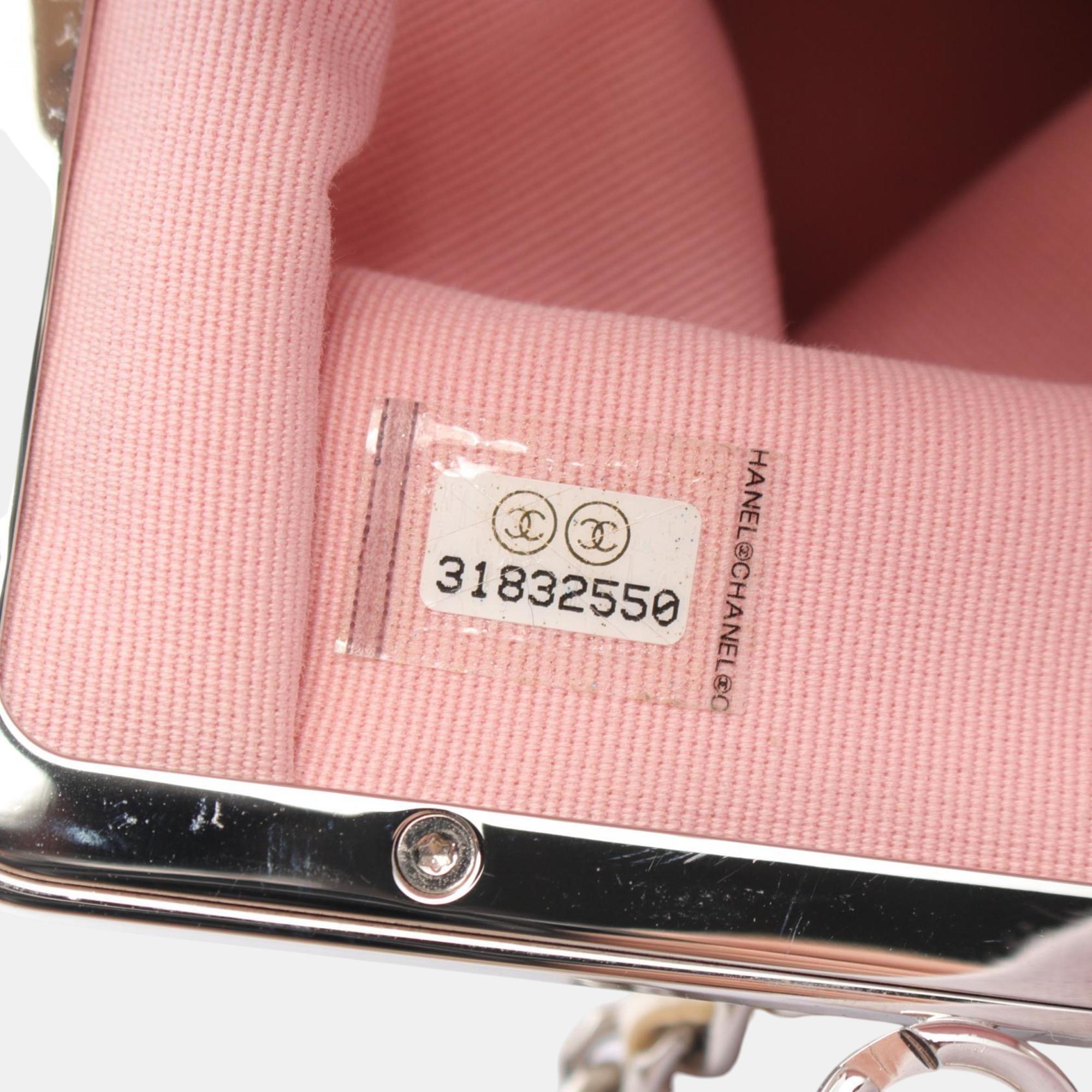 Chanel Leather Plastic White Matelasse Shoulder Bag 