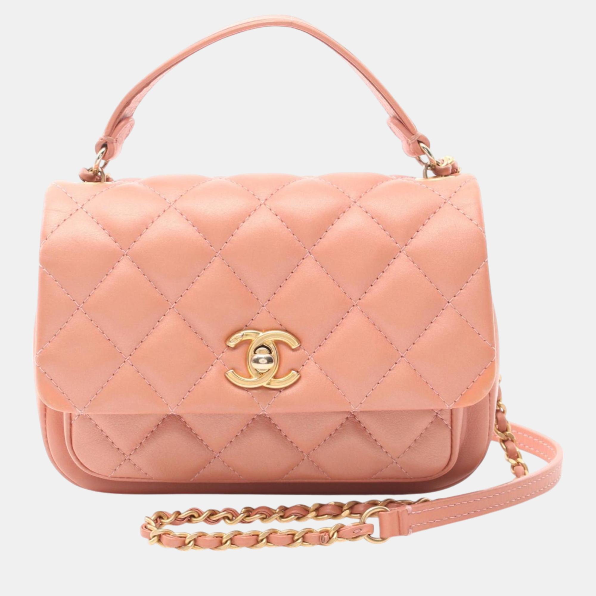 

Chanel Pink Lambskin Matelasse Shoulder Bag