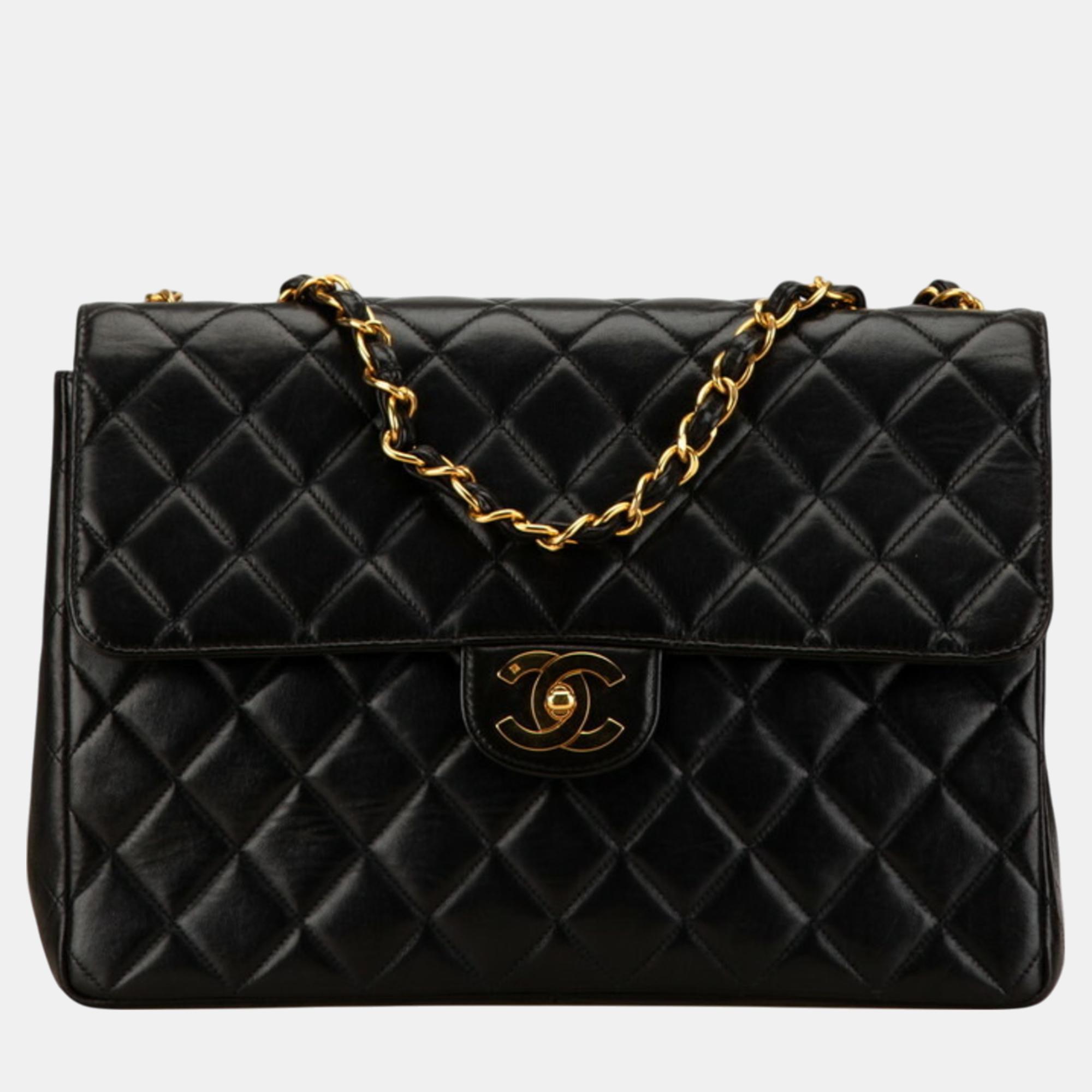 

Chanel Black Lambskin Matelasse 30 Coco Mark Chain Shoulder Bag