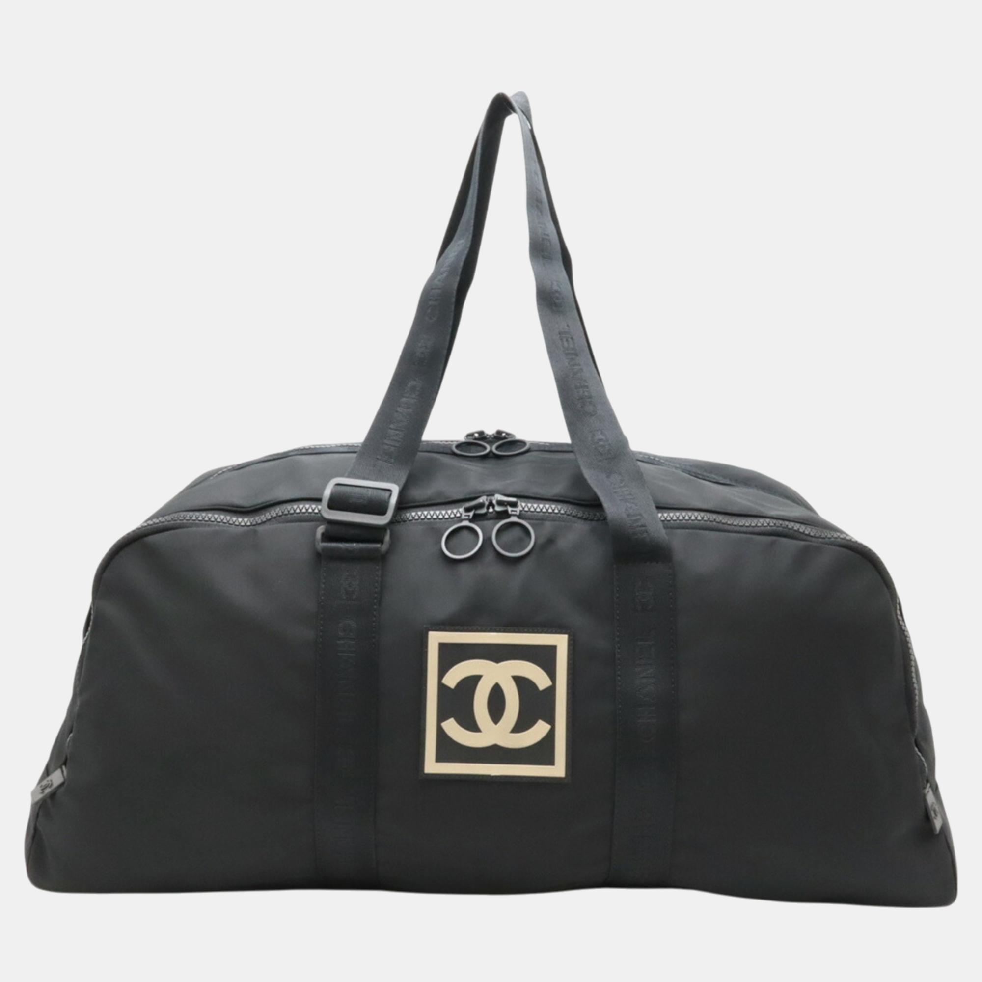 

Chanel Nylon Black Beige Sport Line Boston Bag