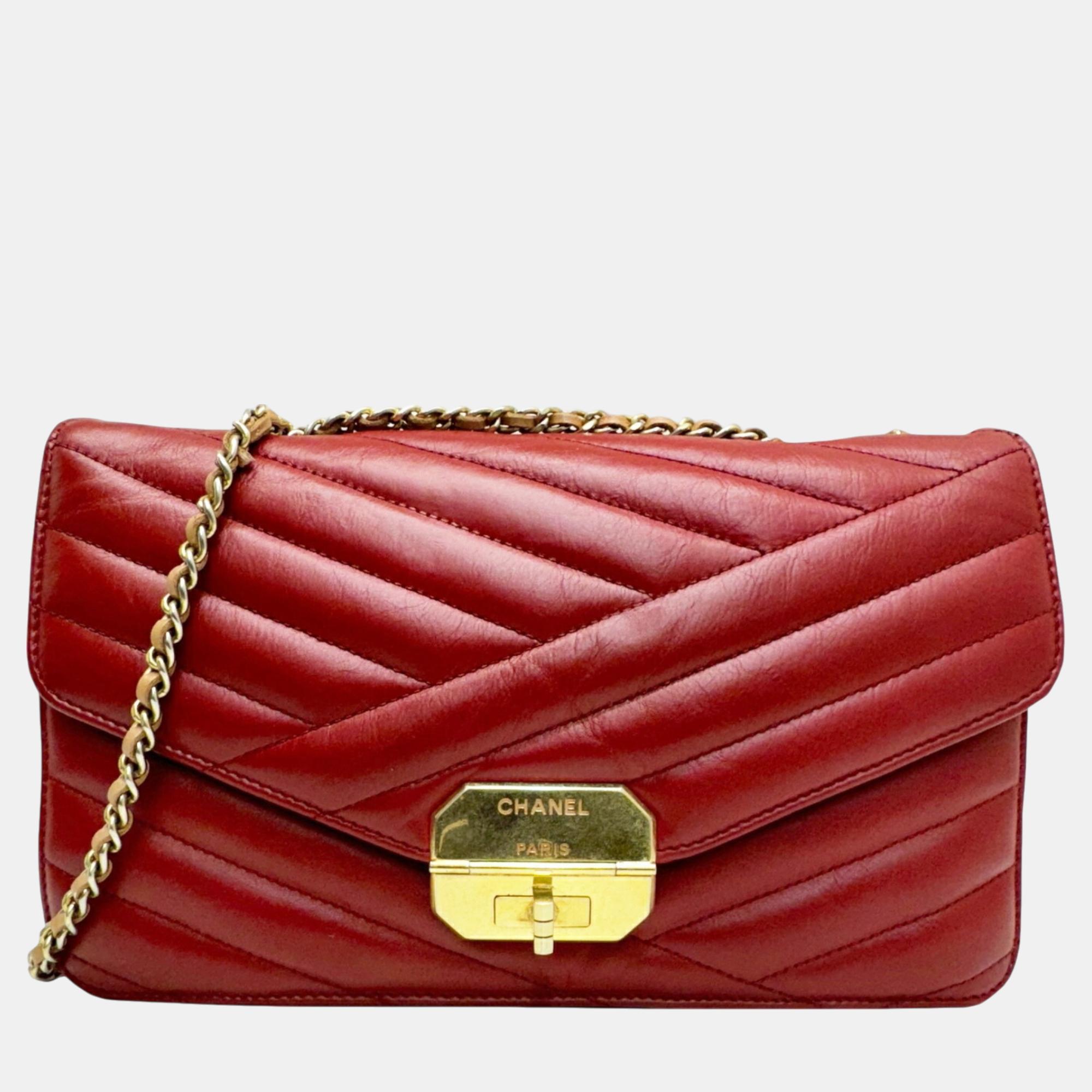 

Chanel Lambskin Red Beige Gabrielle 2.55 Chain Shoulder Bag