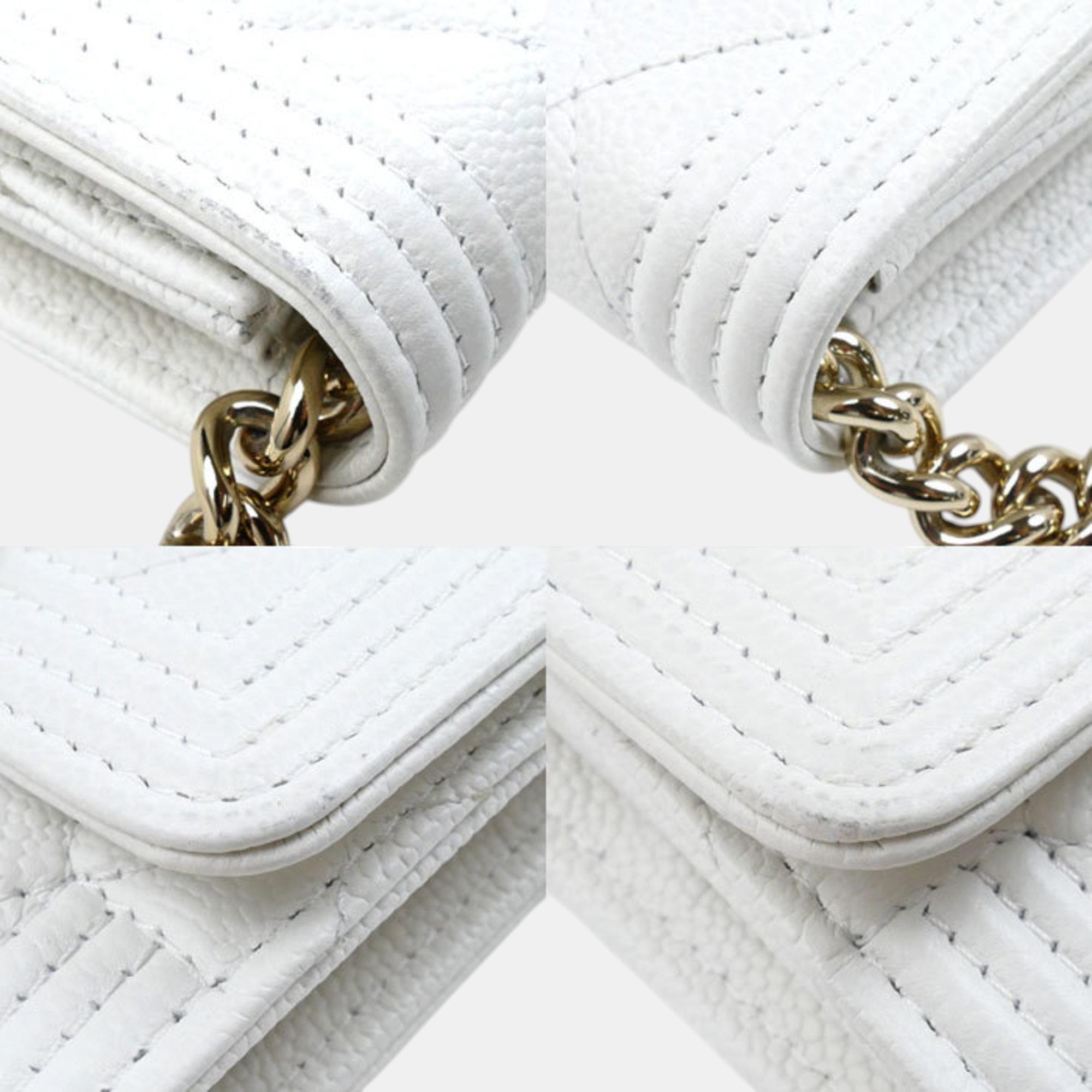 Chanel White Boy Chanel Chain Wallet Shoulder Bag 