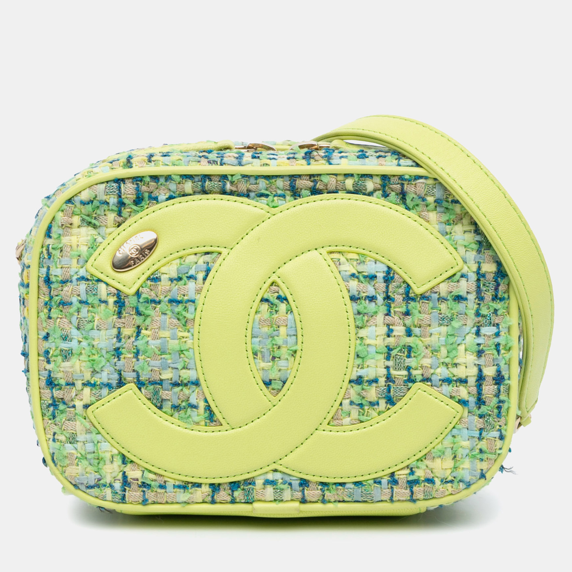 

Chanel Green Leather and Tweed CC Mania Camera Bag