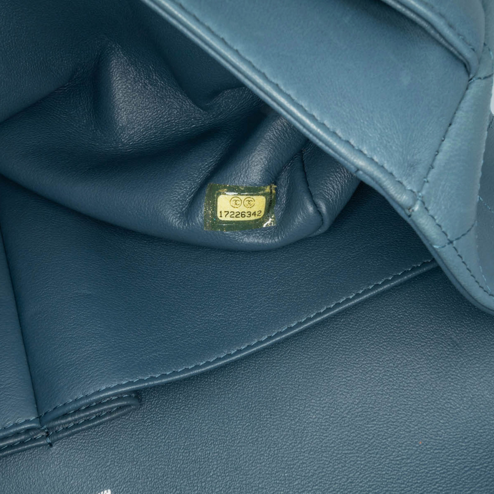 Chanel Blue Leather Jumbo Classic Lambskin Double Flap 