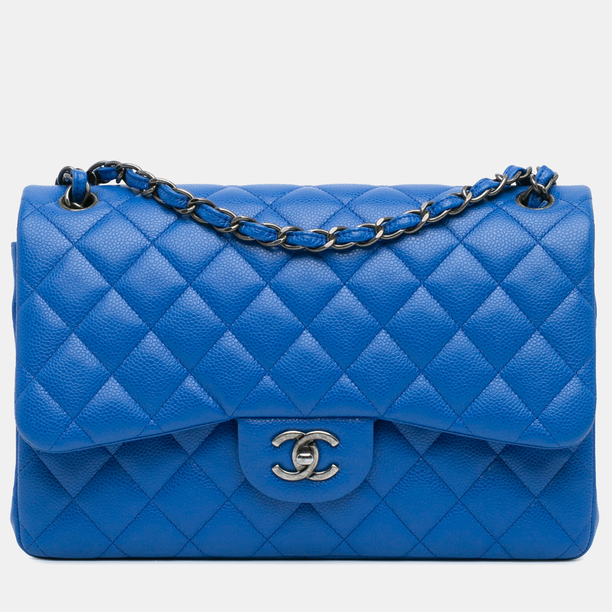 

Chanel Blue Jumbo Classic Caviar Double Flap