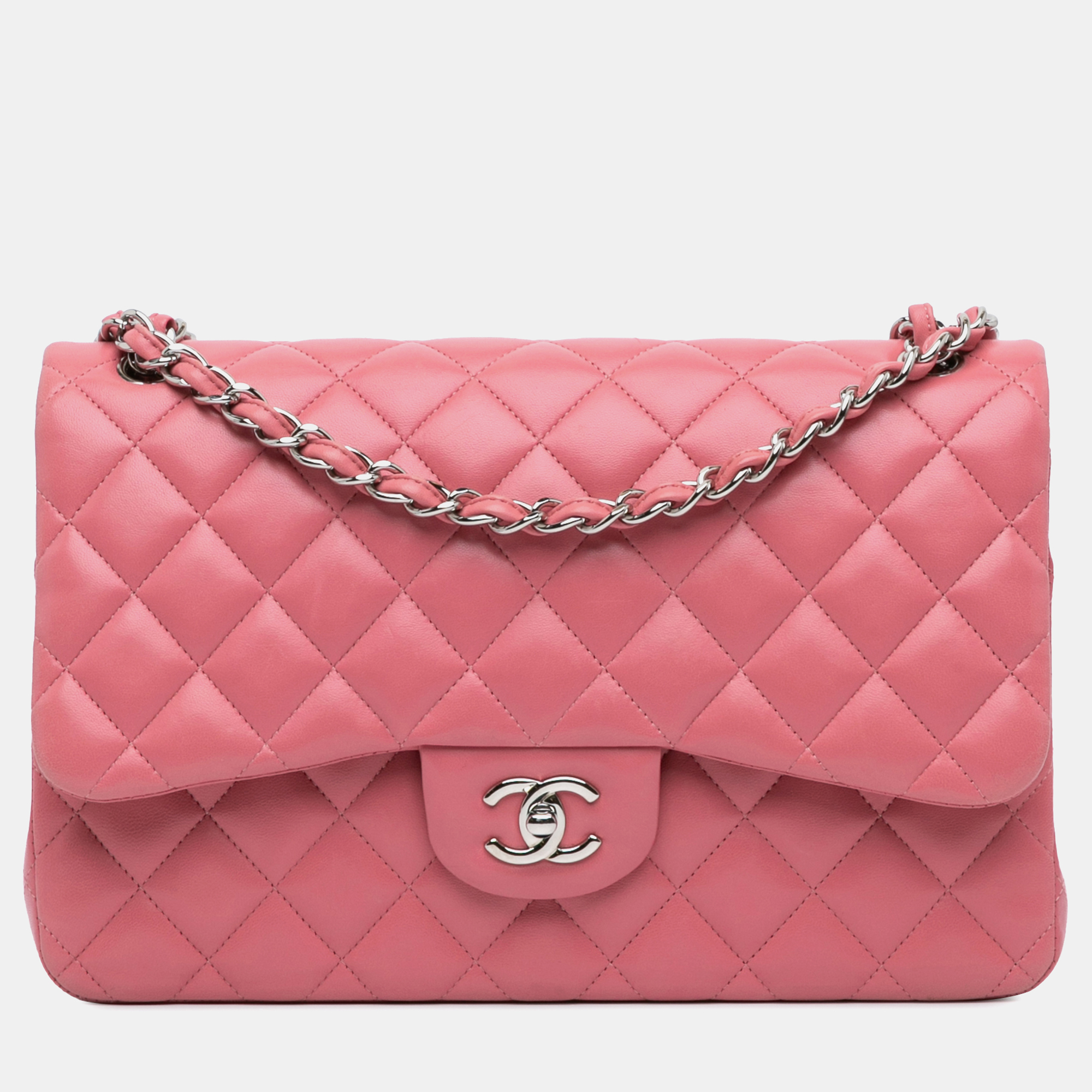 

Chanel Pink Jumbo Classic Lambskin Double Flap