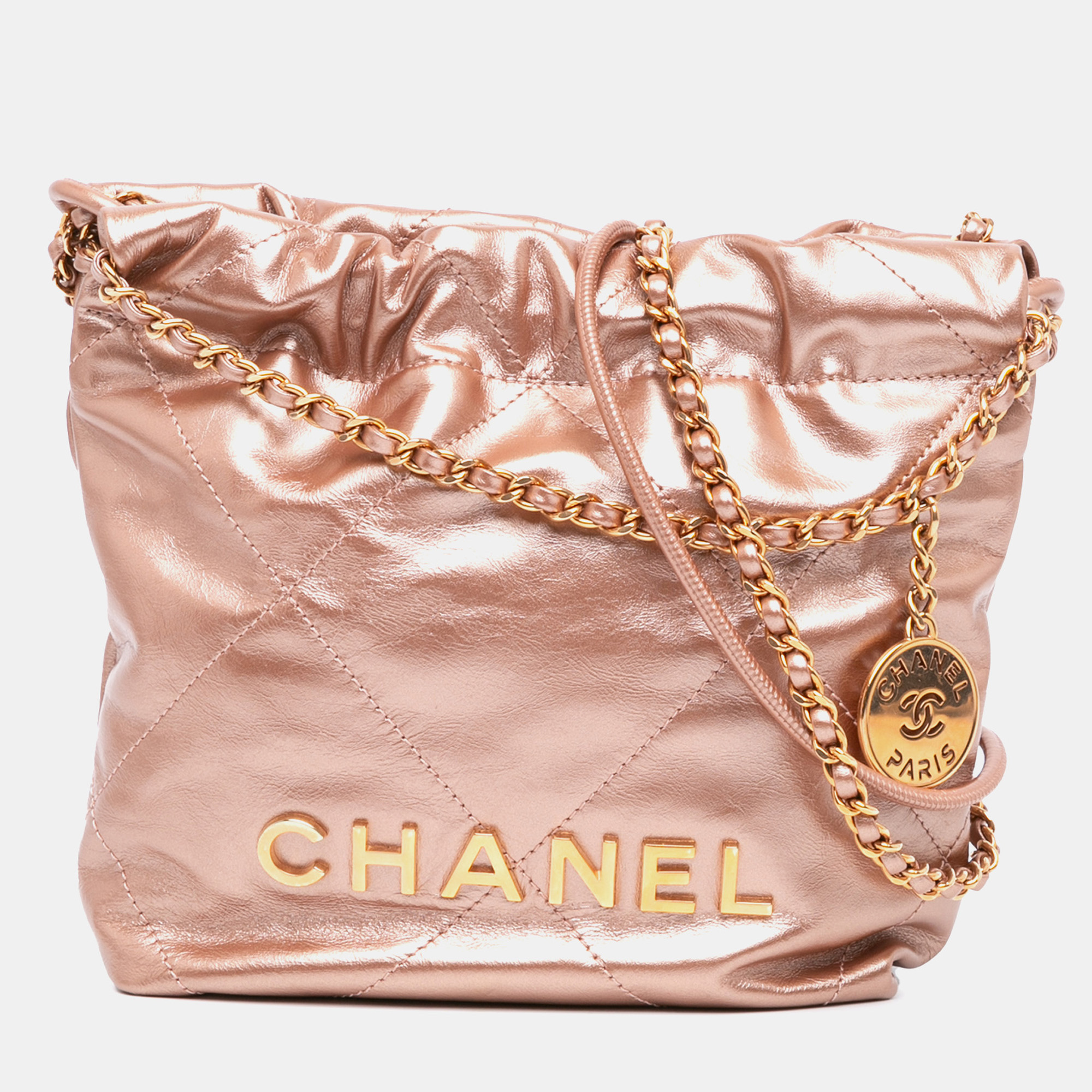 

Chanel Orange Mini Metallic Calfskin 22 Satchel