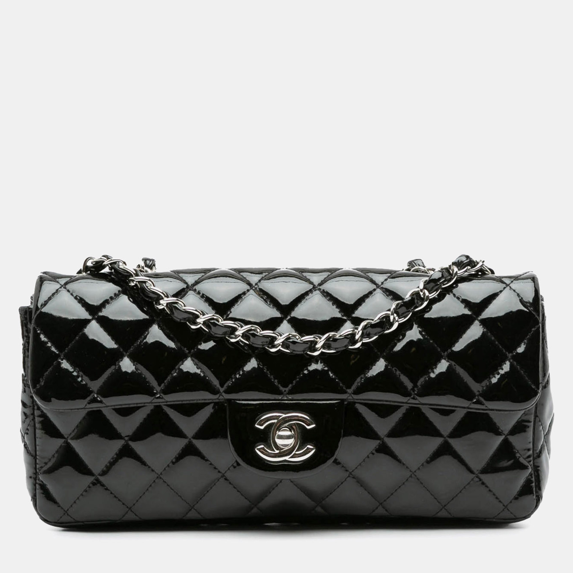 

Chanel Black Classic Patent East West Single Flap