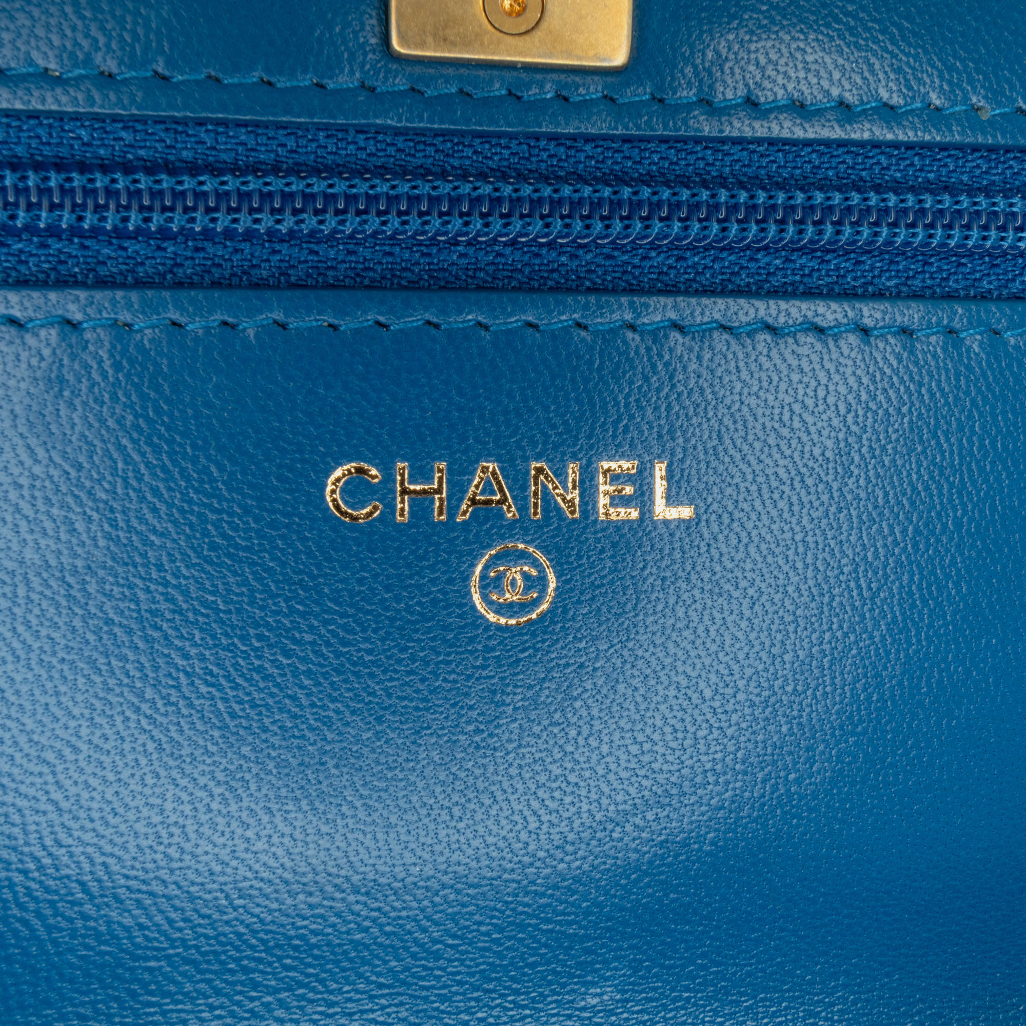 Chanel Blue Lambskin Pearl Crush Wallet On Chain 