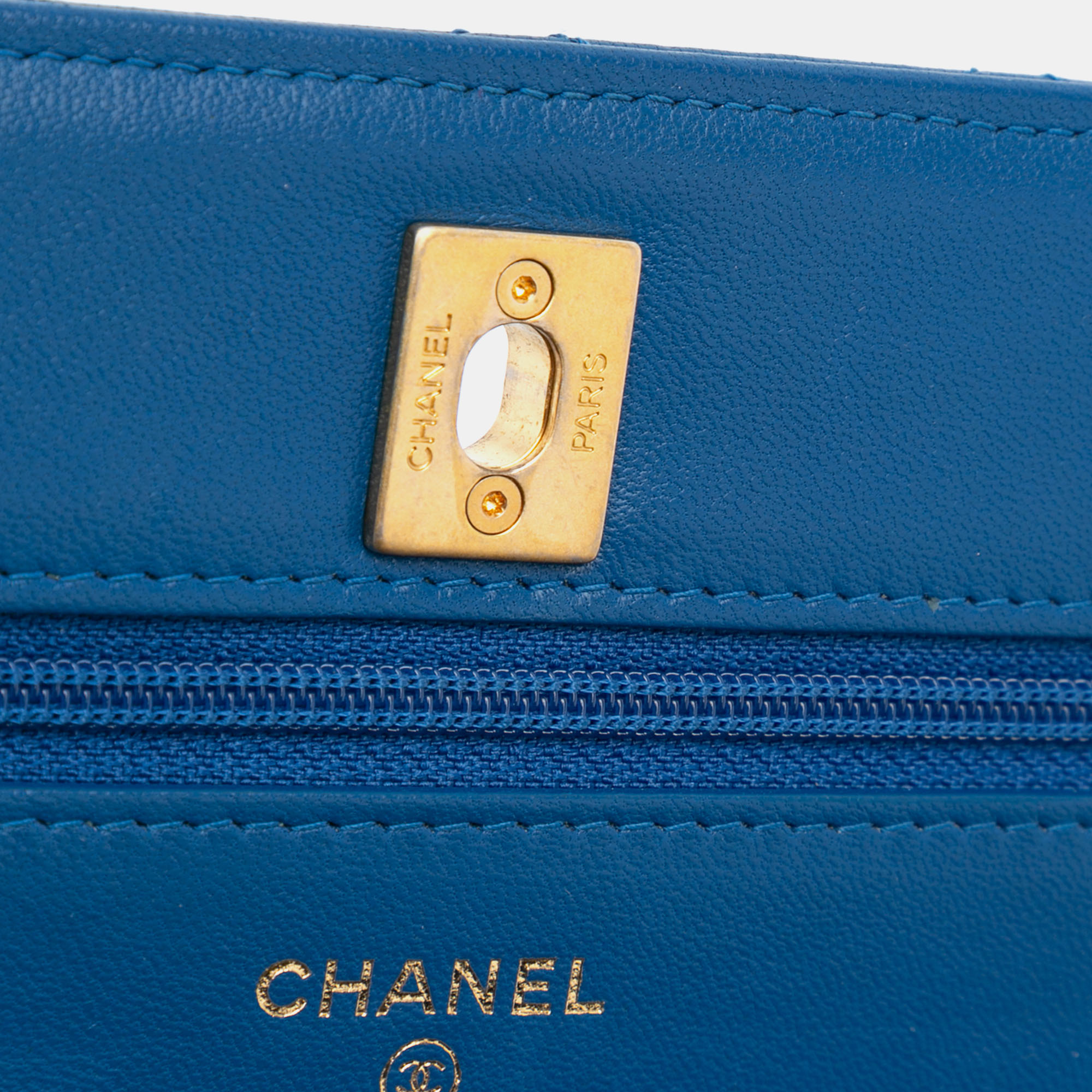 Chanel Blue Lambskin Pearl Crush Wallet On Chain 