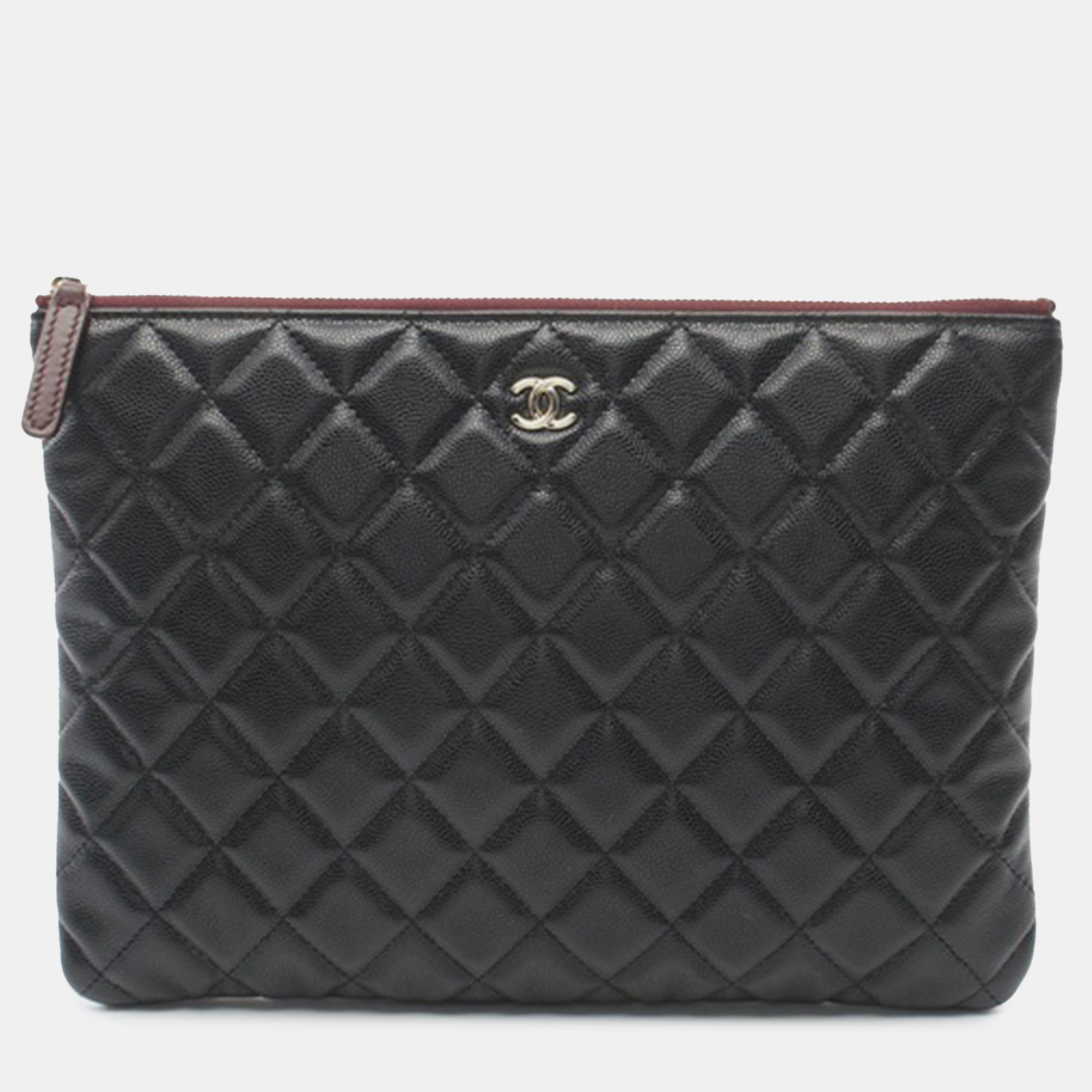 

Chanel Medium Quilted Caviar O Case Clutch, Black