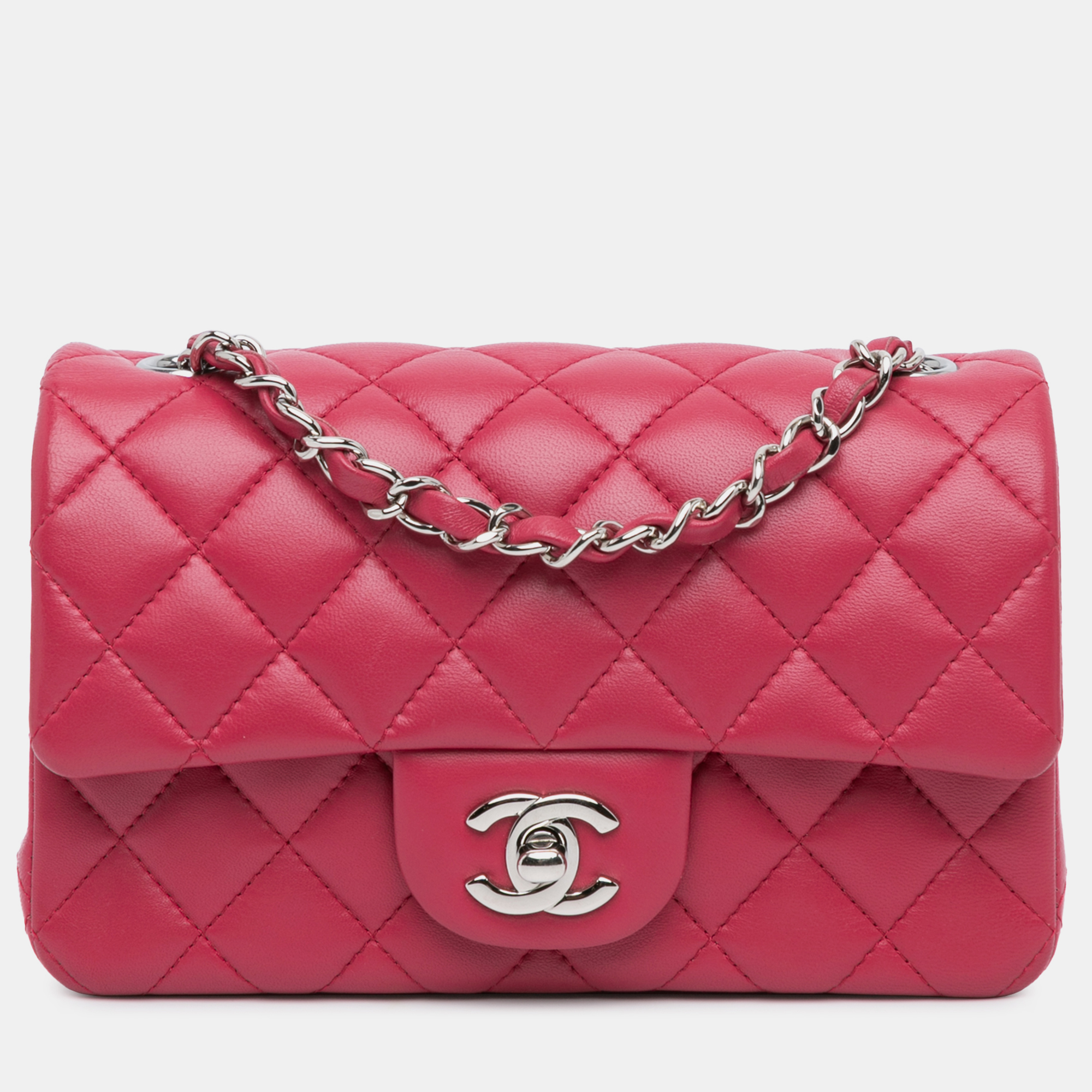 

Chanel Mini Rectangular Classic Lambskin Single Flap, Pink