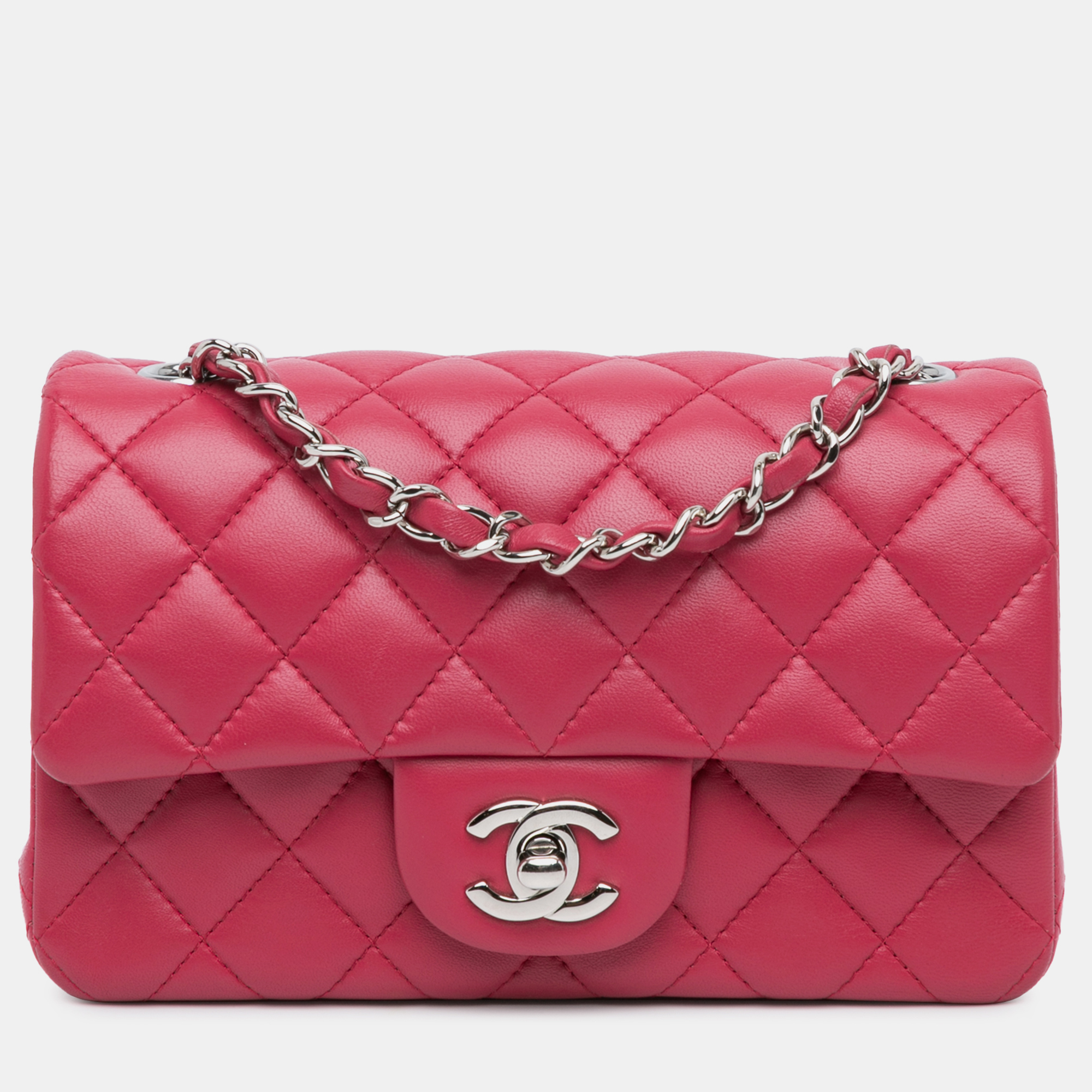 

Chanel Mini Lambskin Rectangular Classic Single Flap Bag, Pink