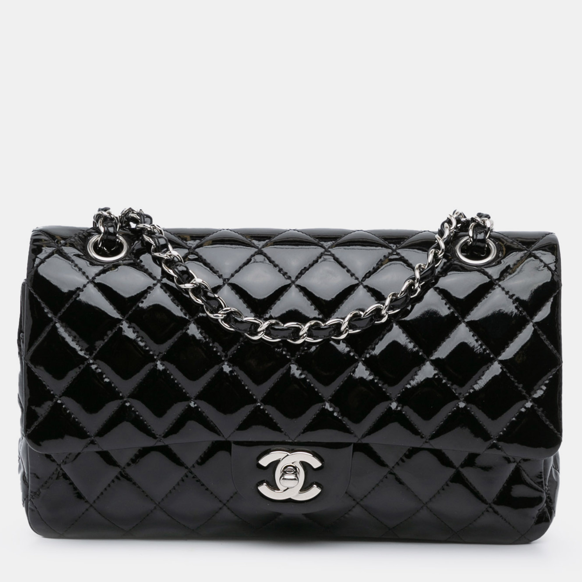 

Chanel Medium Classic Patent Double Flap, Black