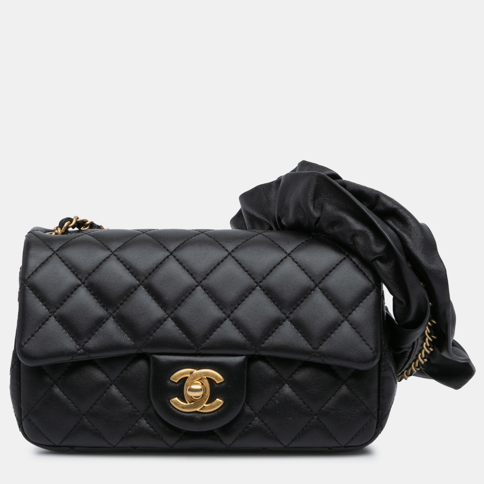 

Chanel Mini Rectangular Lambskin Romance Flap, Black