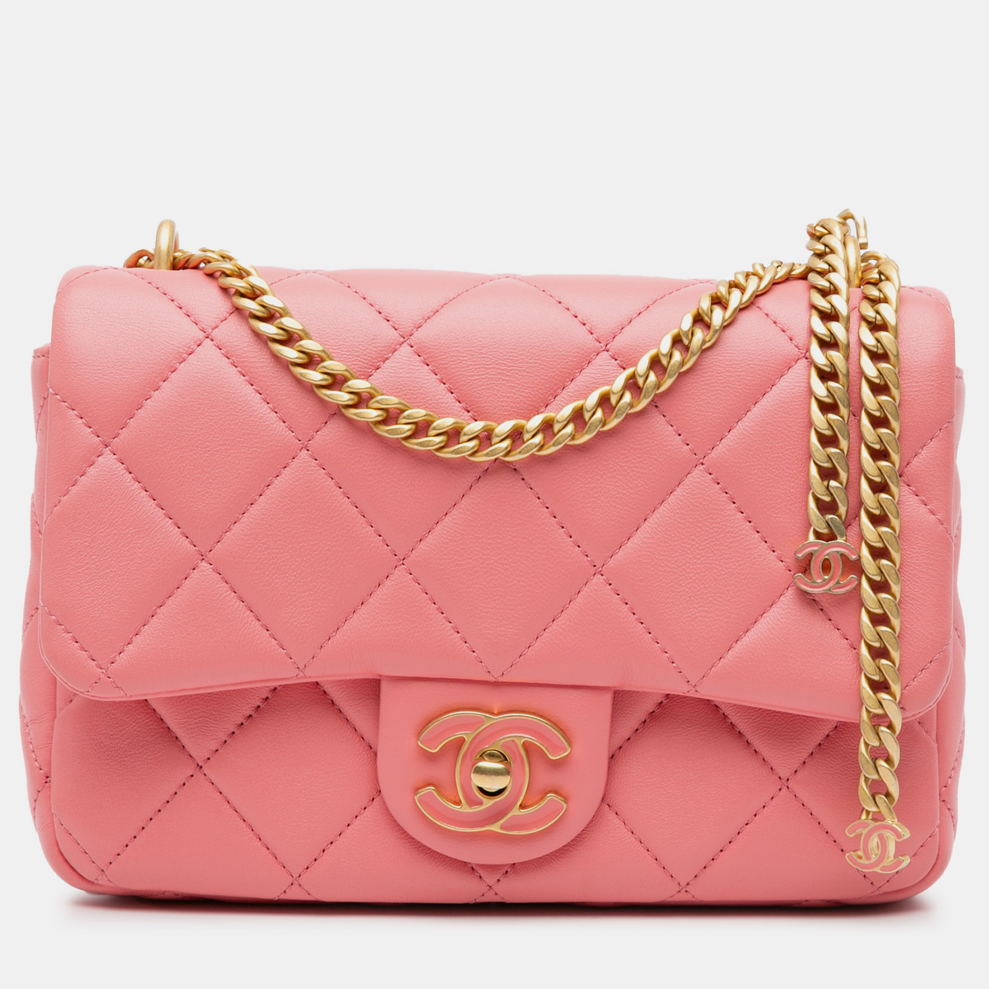 

Chanel Lambskin Small Pending CC Flap Bag, Pink