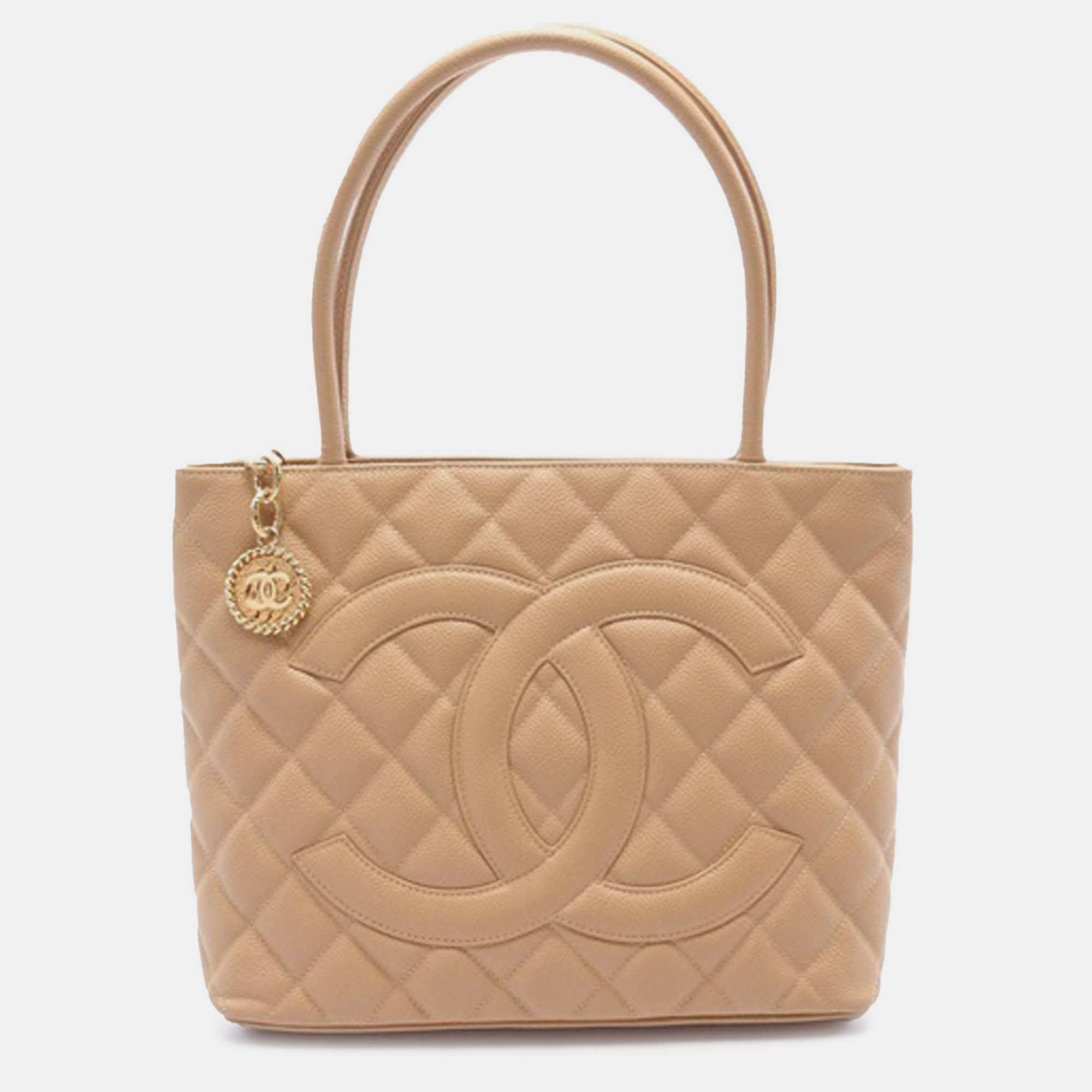 

Chanel Caviar Medallion Tote, Beige