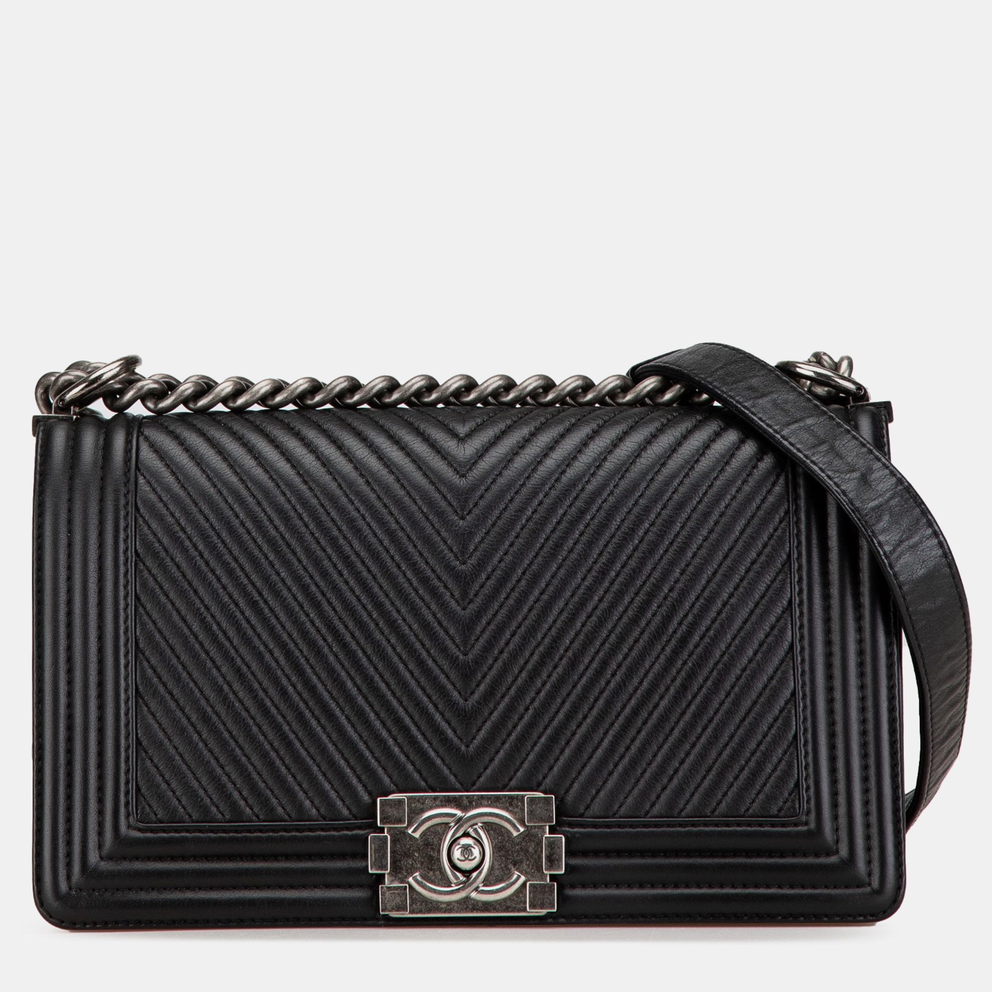 

Chanel Medium Chevron Lambskin Boy Flap, Black