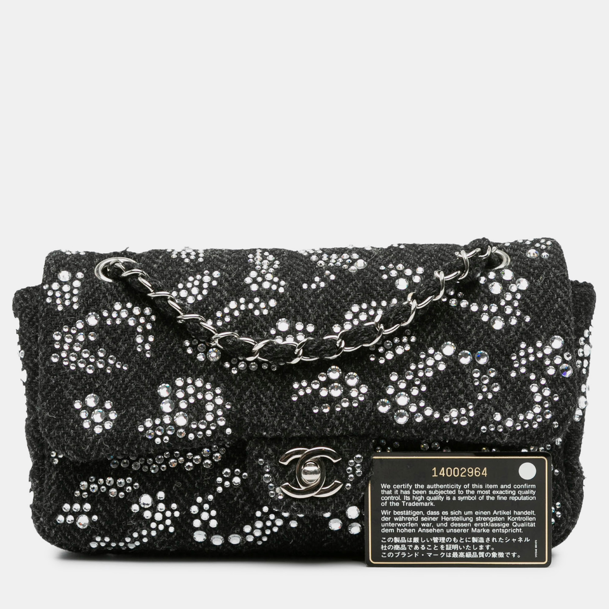 

Chanel Medium Strass Embellished Tweed Single Flap, Black