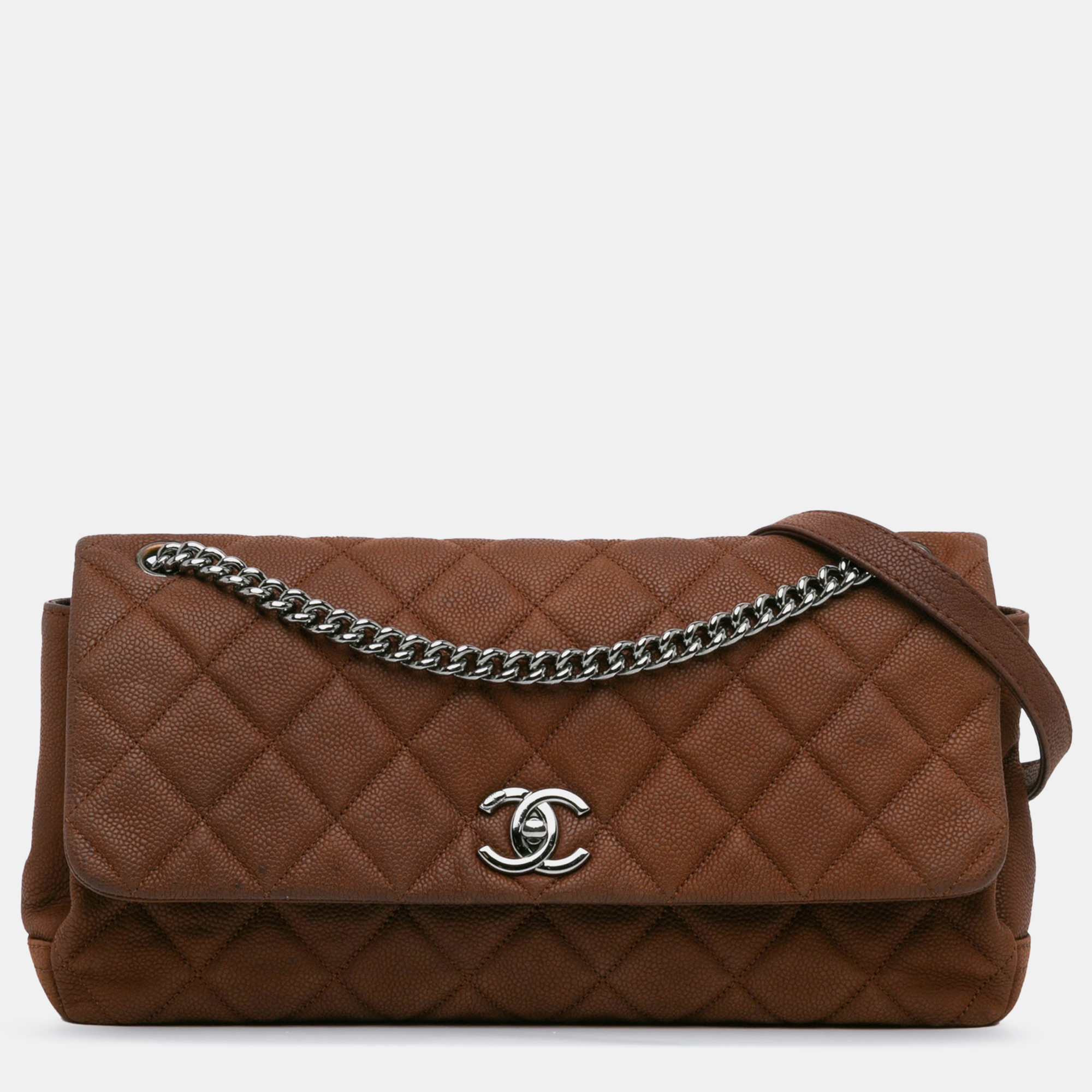 

Chanel Quilted Iridescent Caviar Lady Pearly Flap, Brown