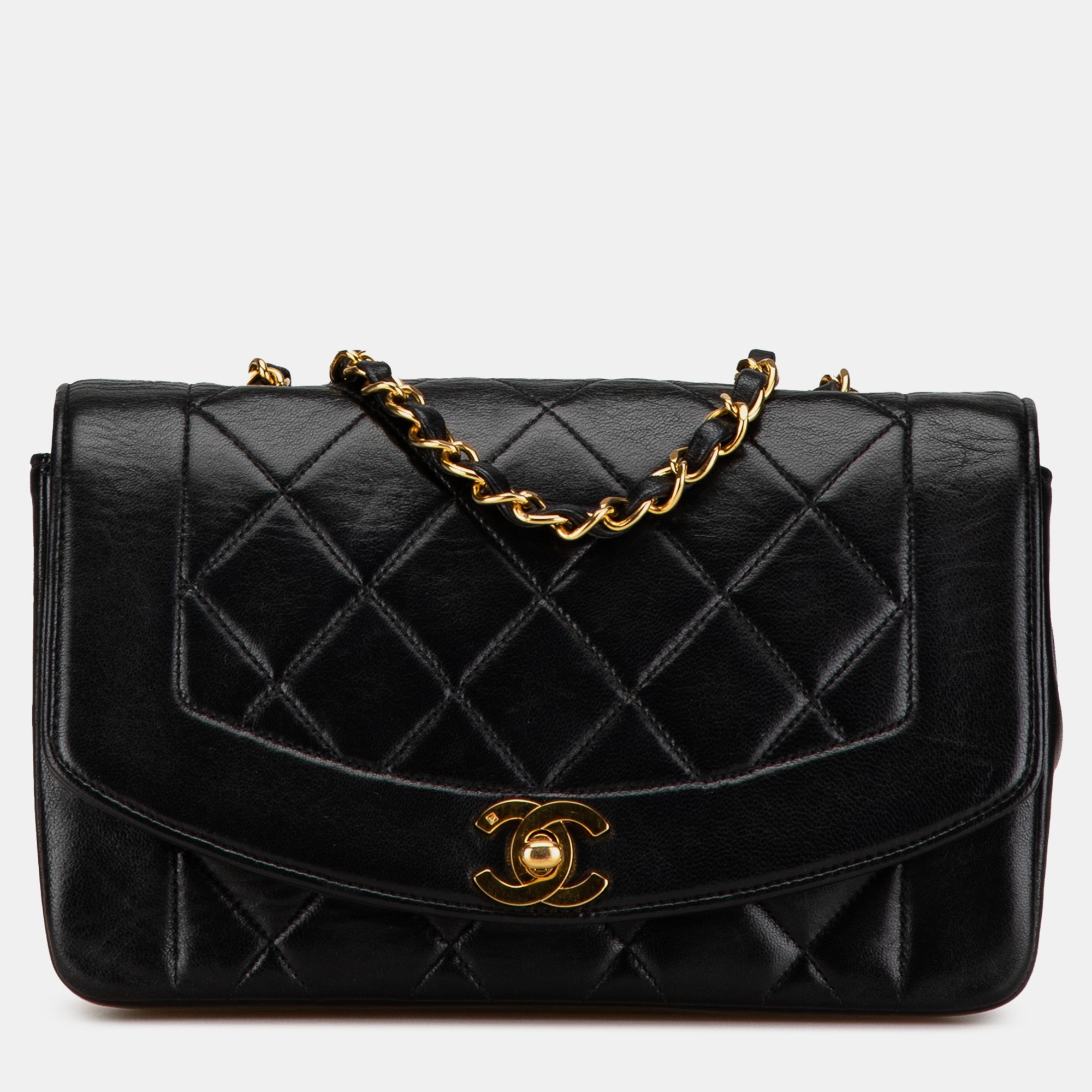 

Chanel Black Lambskin Medium Diana Flap Bag