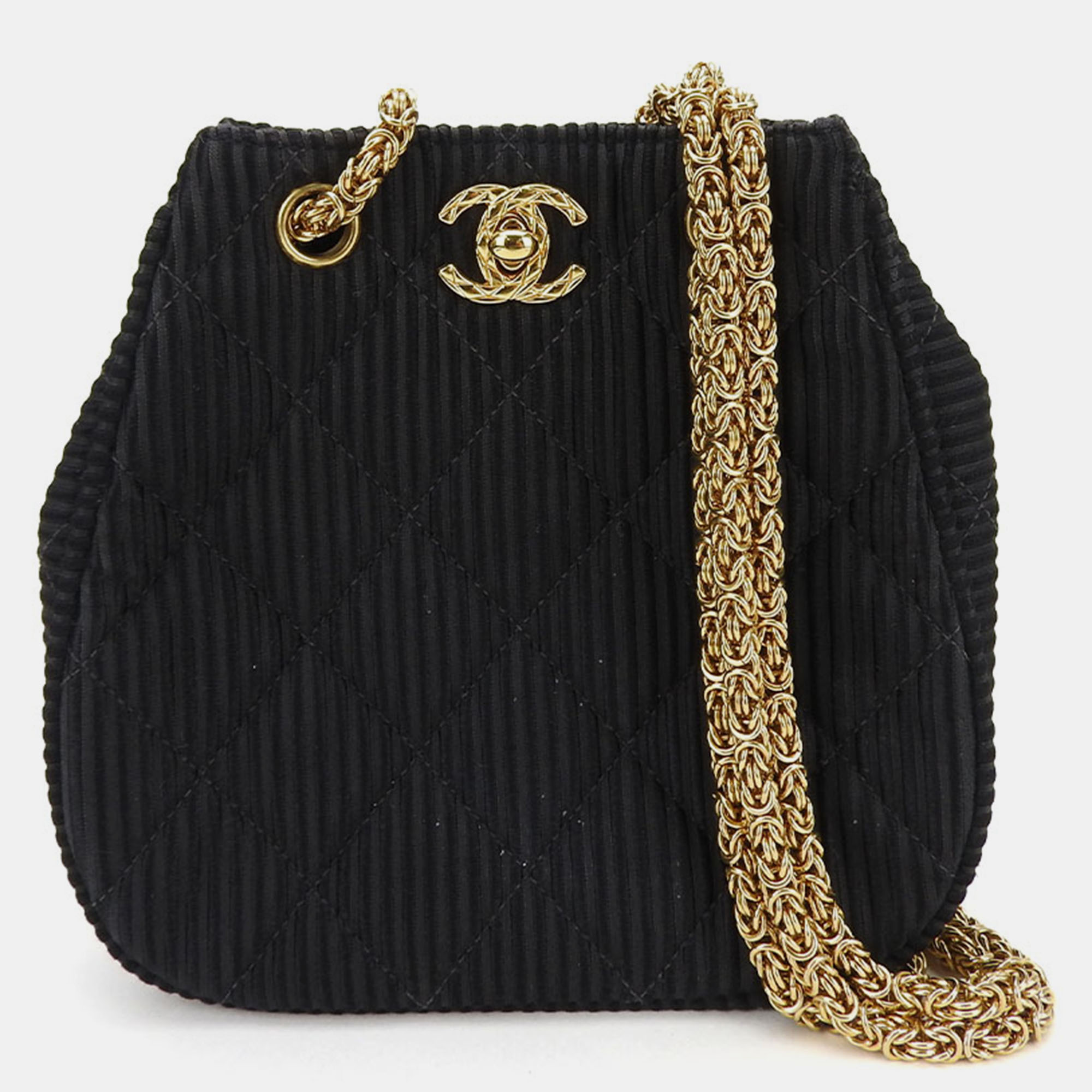 

Chanel Black Cotton Satin Shoulder Bag