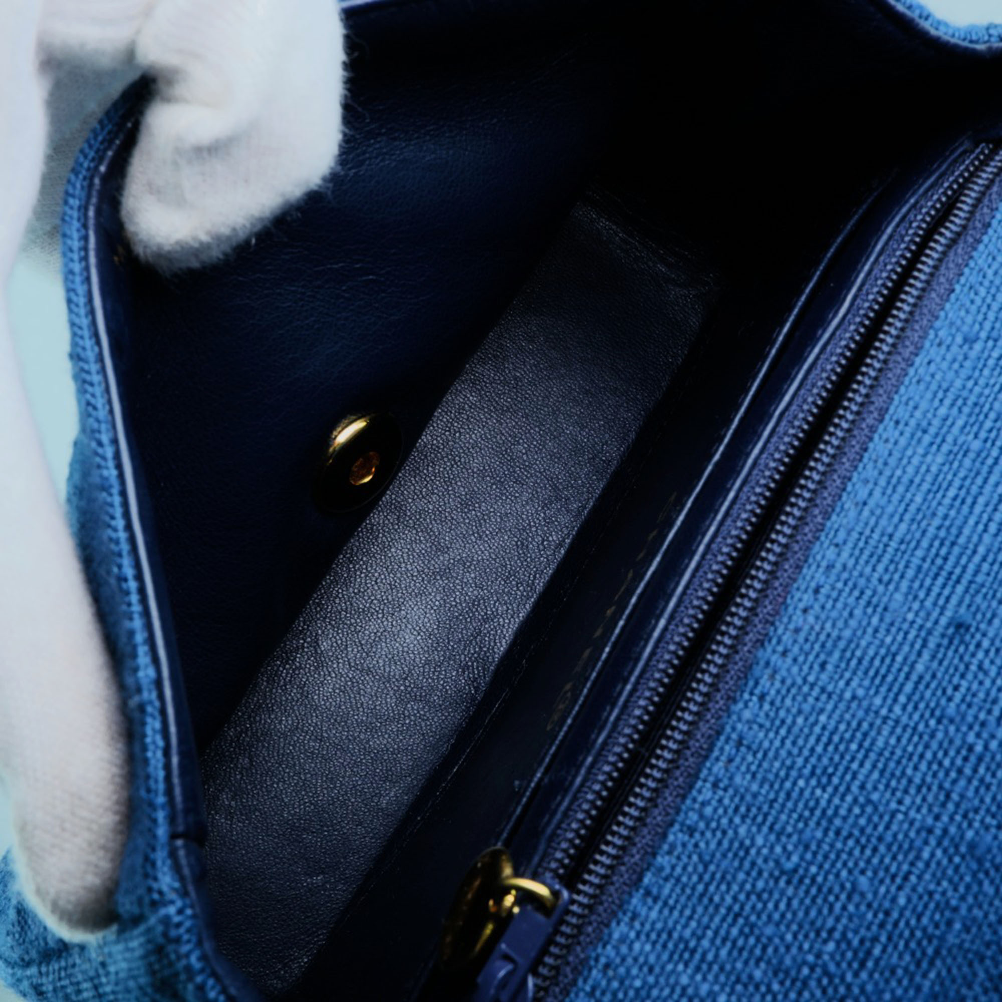Chanel Blue Denim Chain Shoulder Bag 