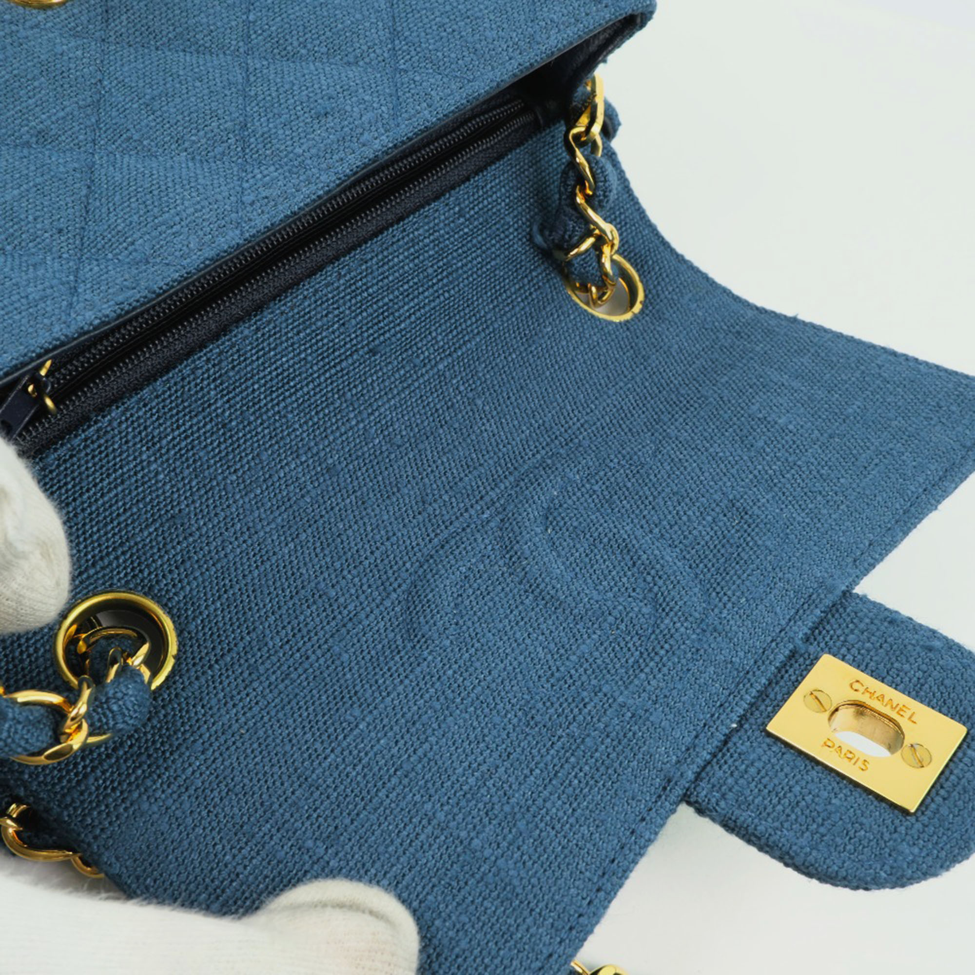 Chanel Blue Denim Chain Shoulder Bag 