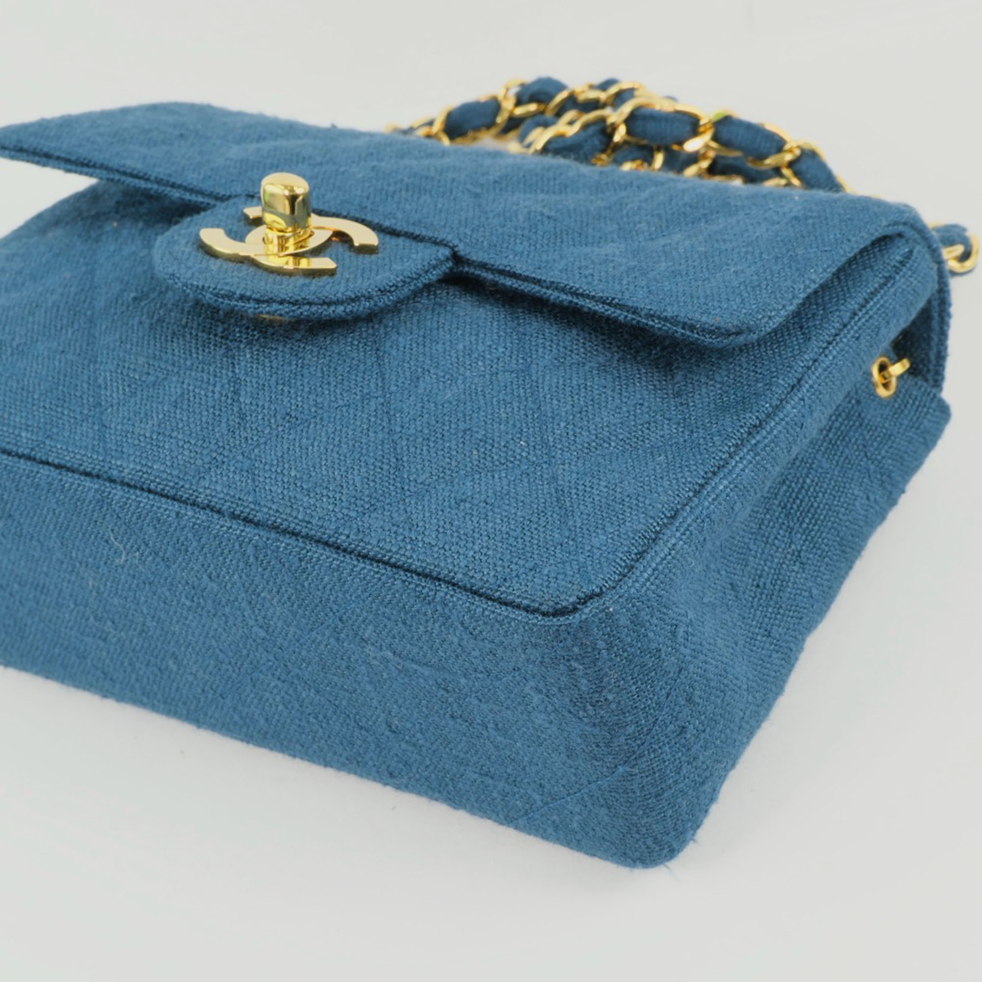 Chanel Blue Denim Chain Shoulder Bag 