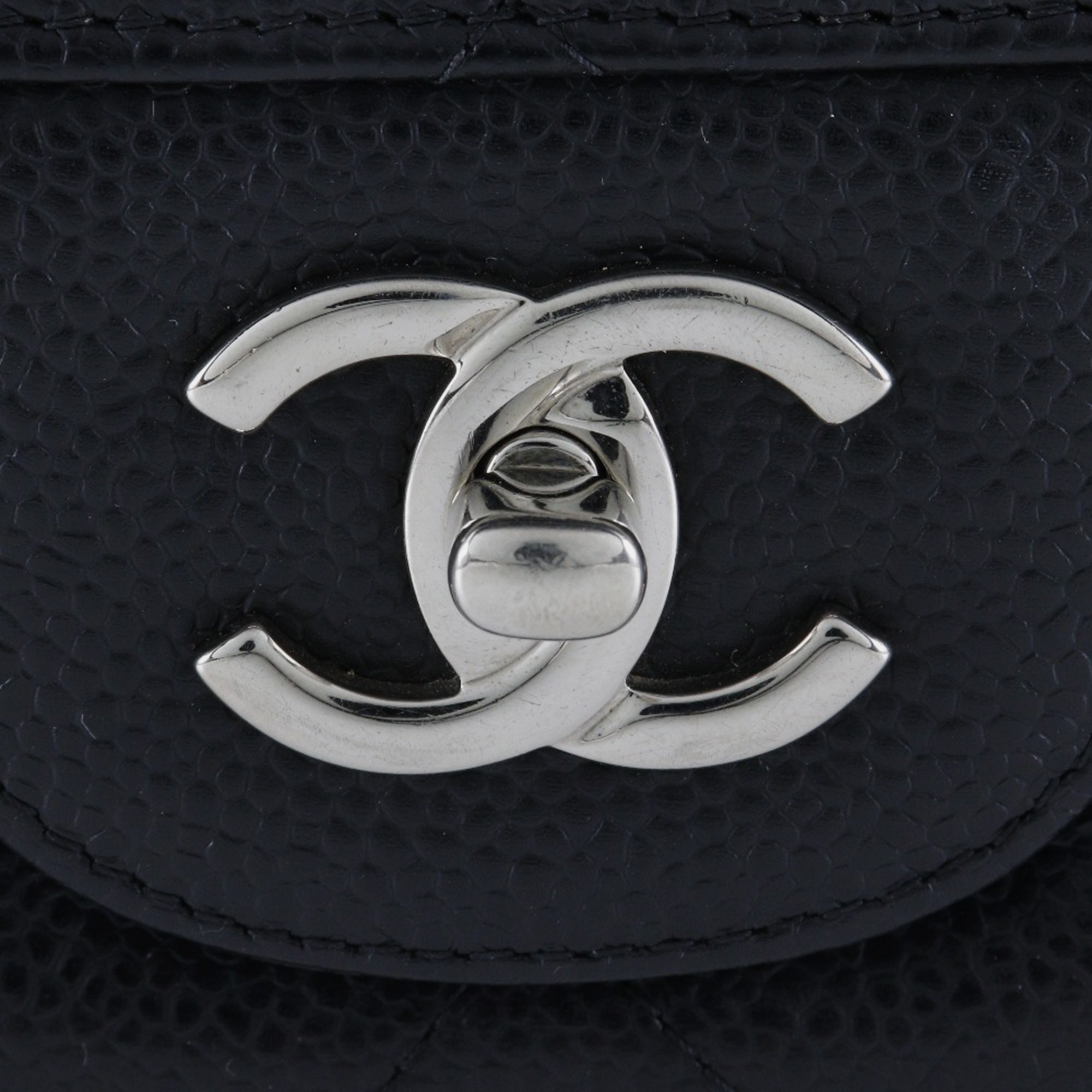 Chanel Black Leather Caviar Skin Shoulder Bag 