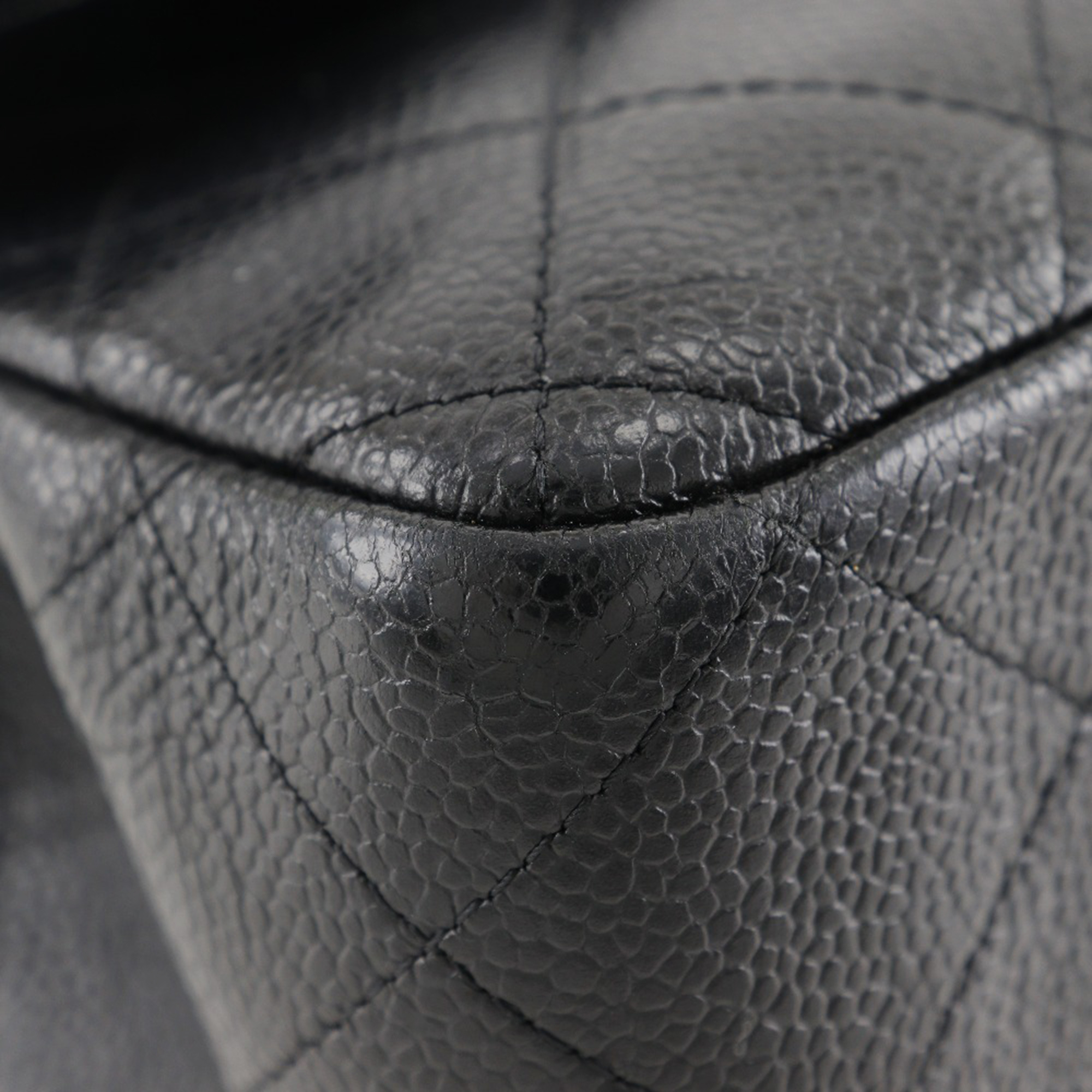 Chanel Black Leather Caviar Skin Shoulder Bag 