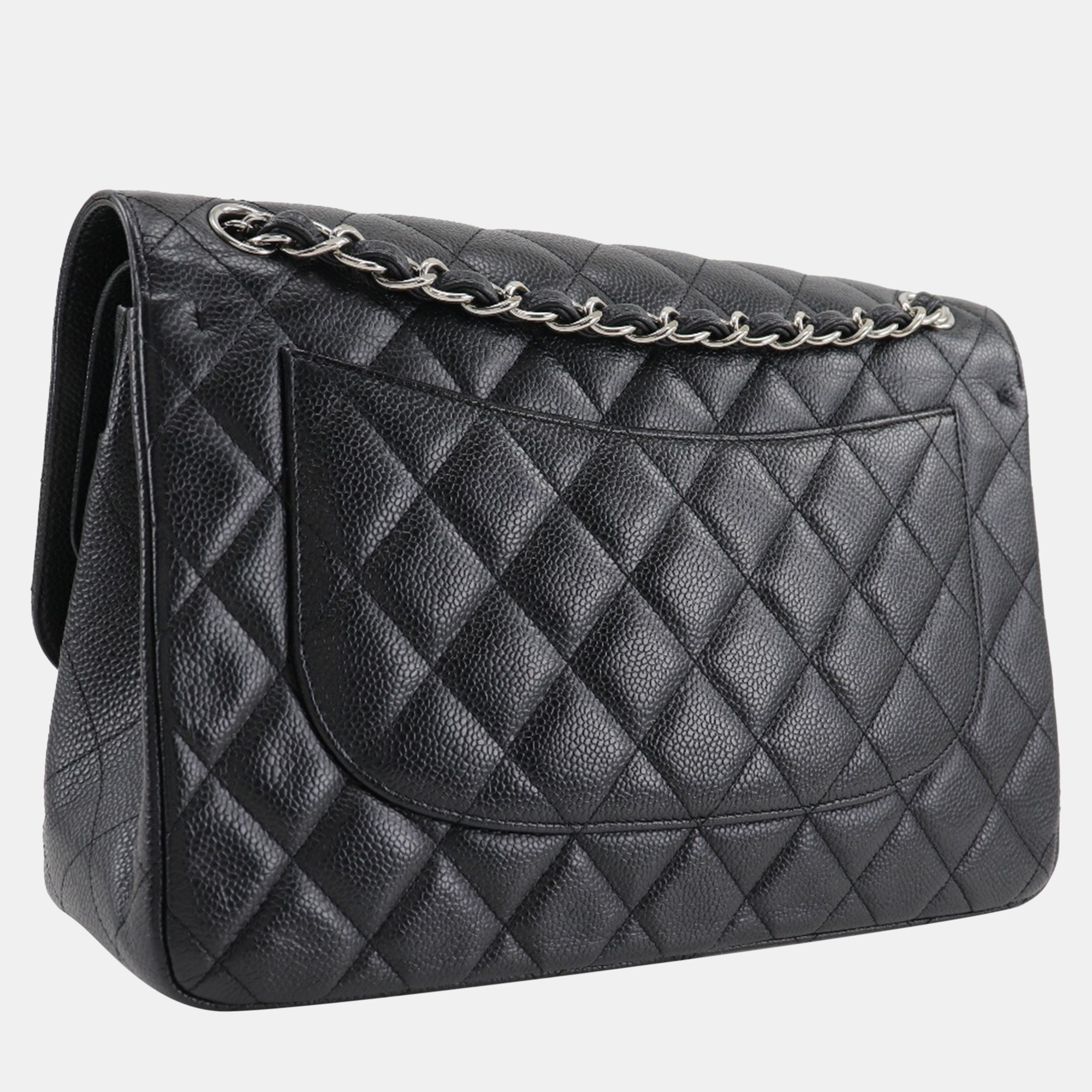 Chanel Black Leather Caviar Skin Shoulder Bag 