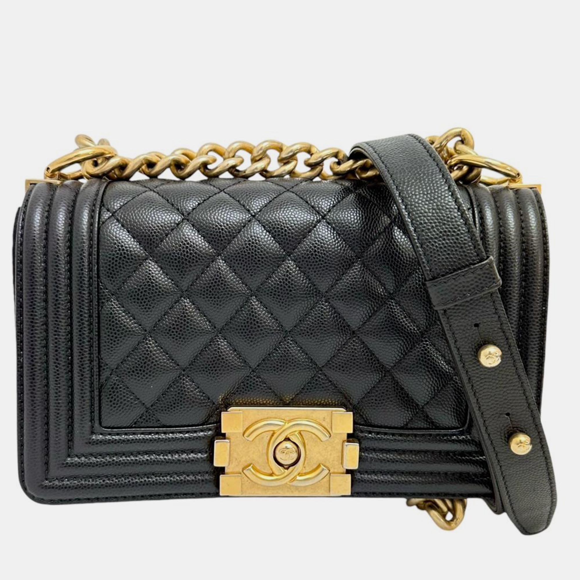 

Chanel Black Leather Boy Caviar Chain Shoulder Bag