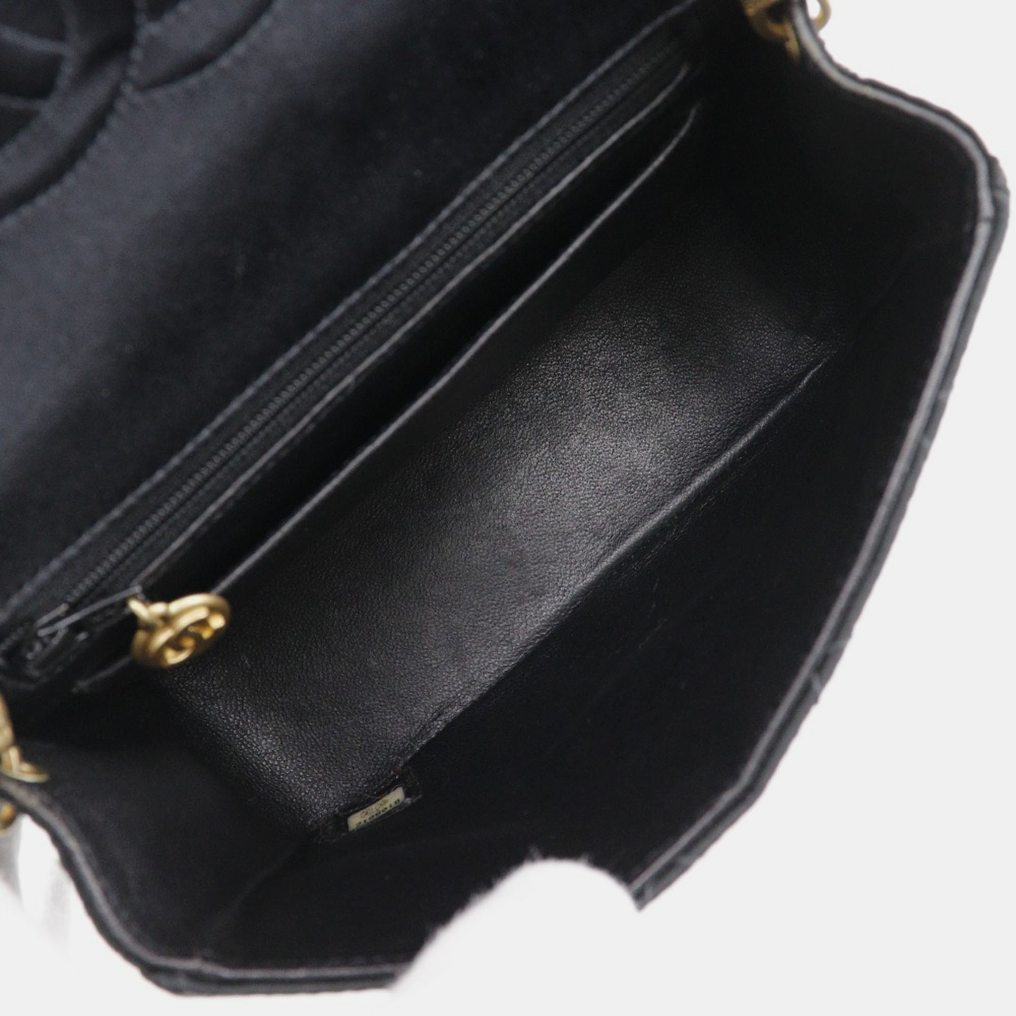 Chanel Black Canvas Satin Mini Chain Shoulder Bag 