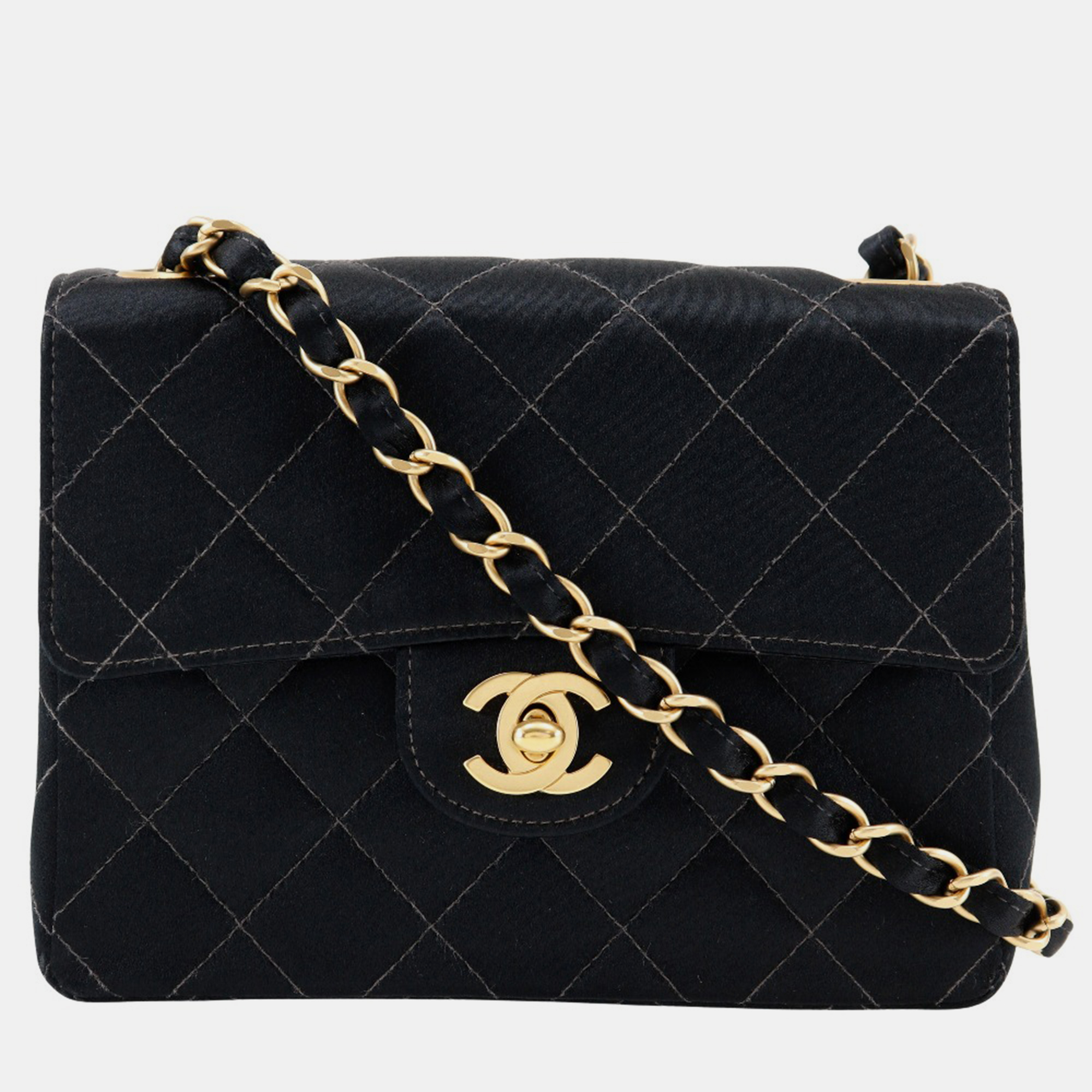 

Chanel Black Canvas Satin Mini Chain Shoulder Bag