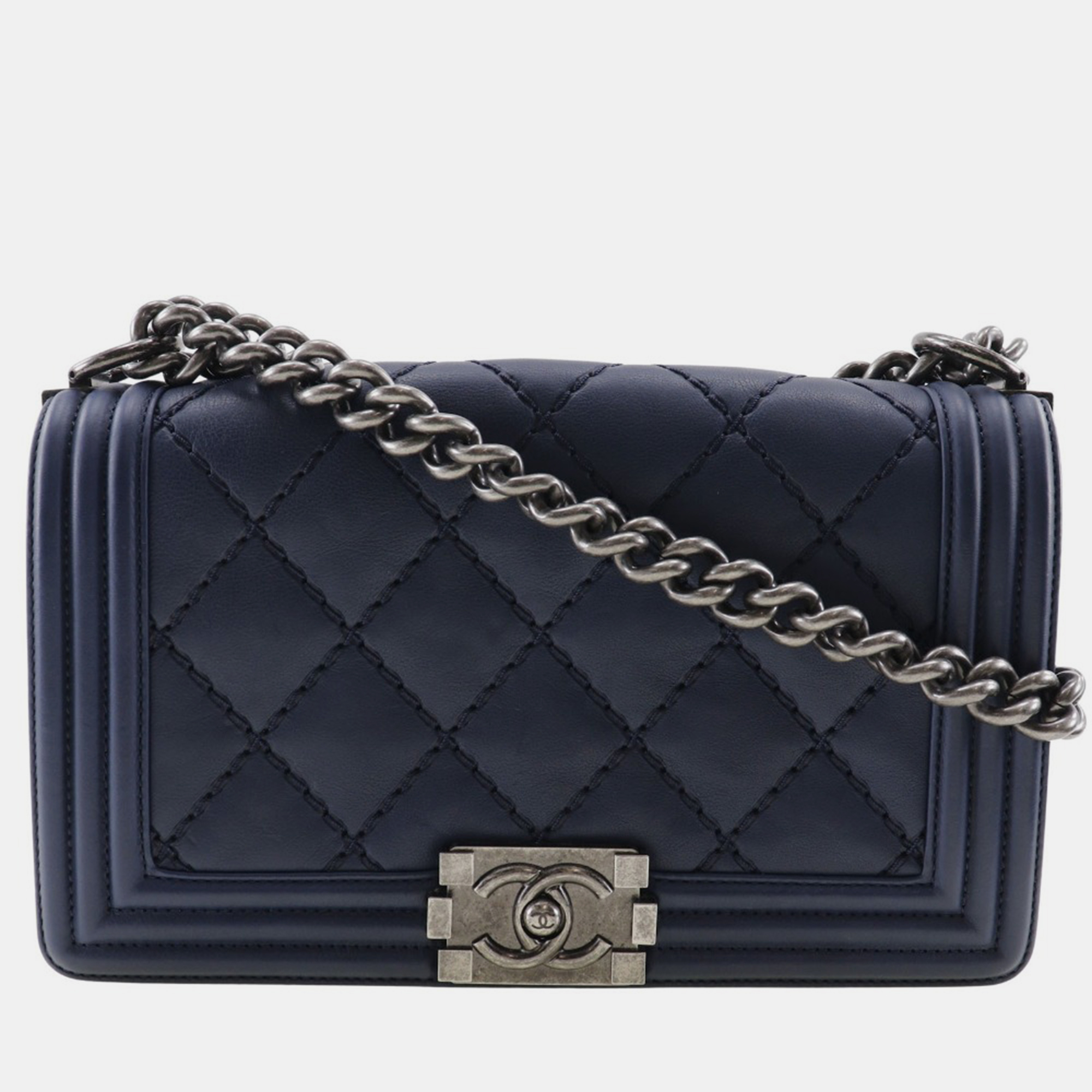 

Chanel Blue Leather Boy Lambskin Shoulder Bag