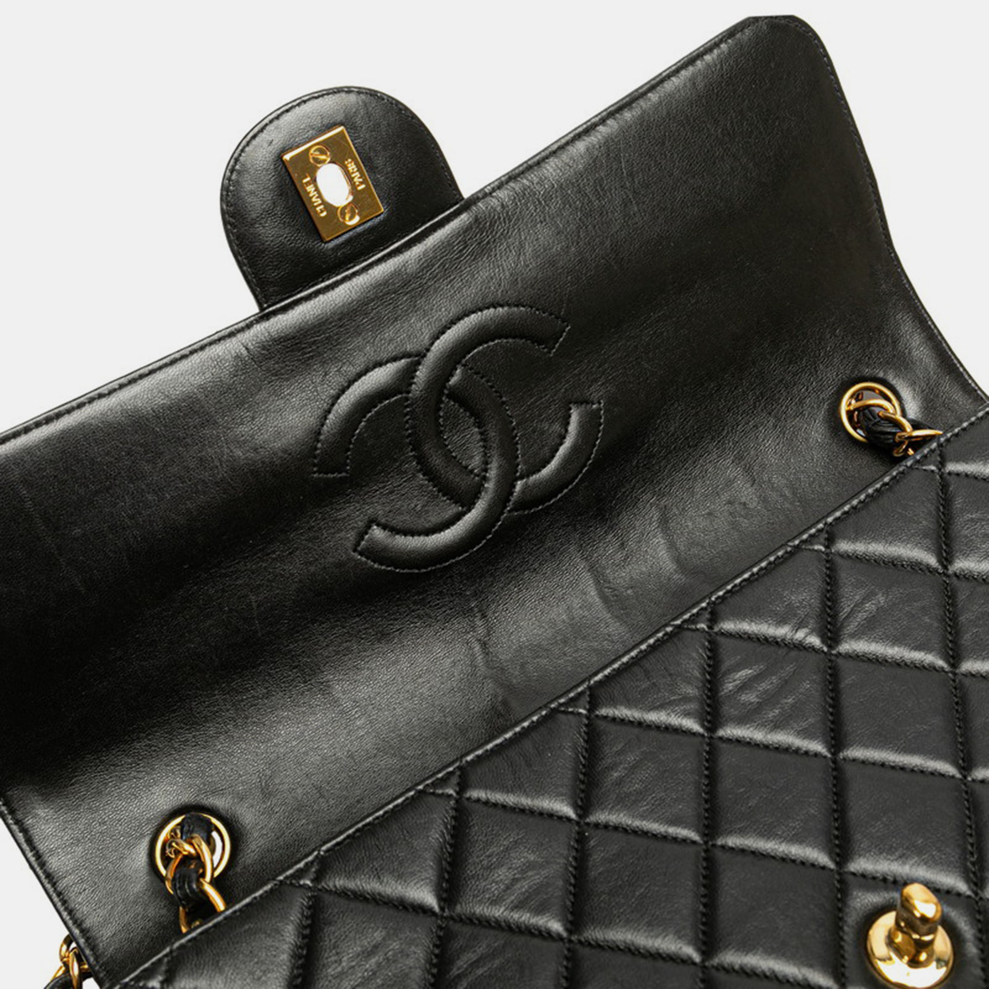 Chanel Black Leather Matelasse 30 Chain Shoulder Bag 