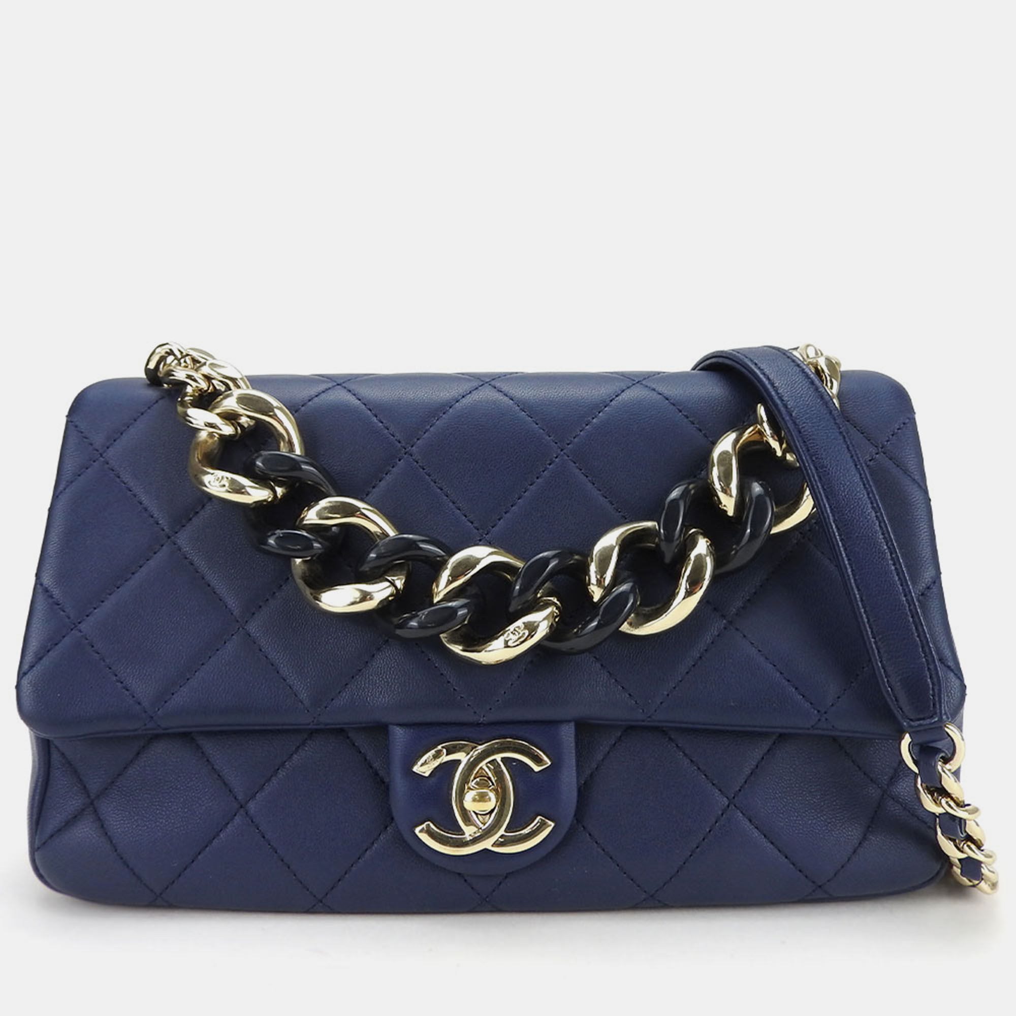 

Chanel Blue Leather Matrasse Lambskin Shoulder Bag