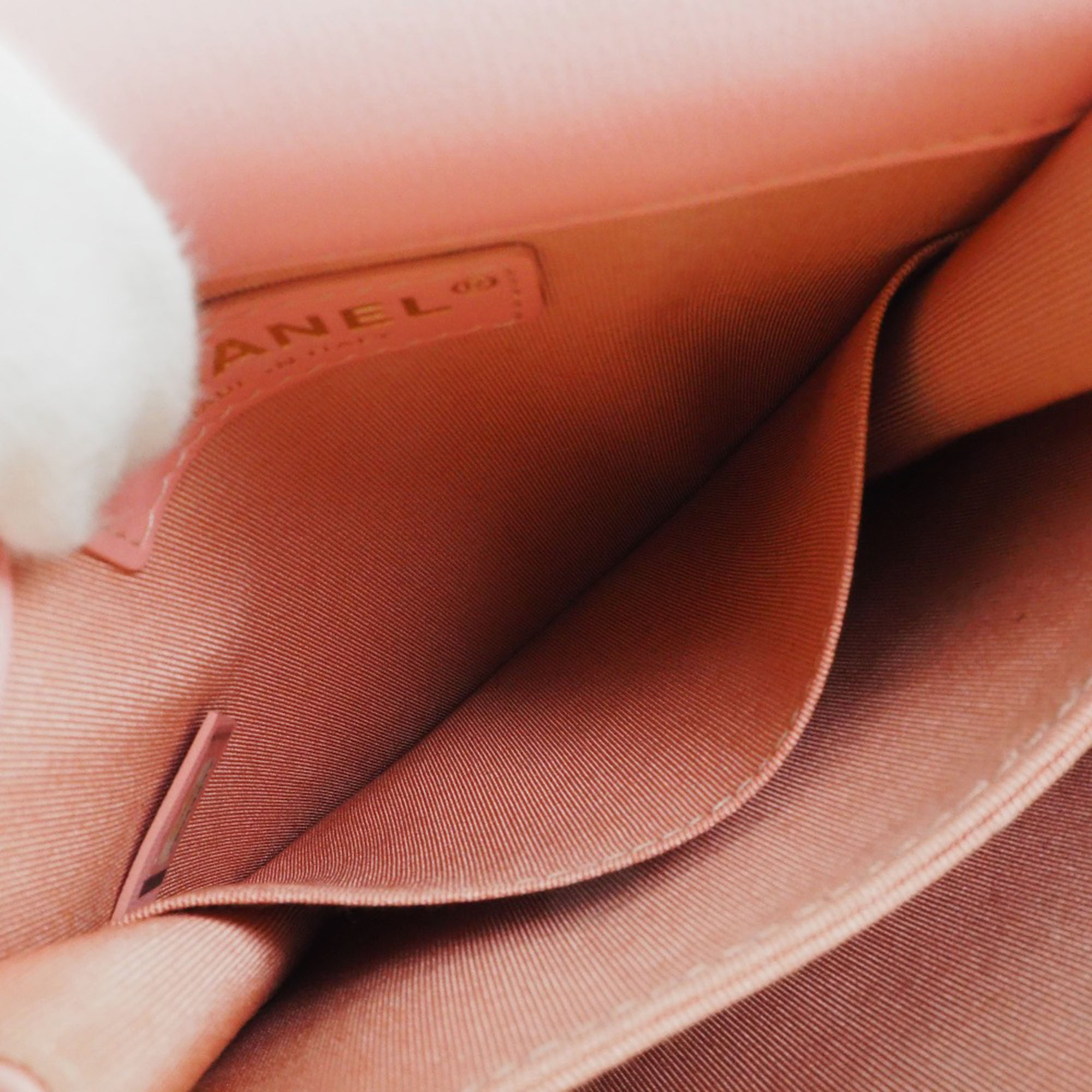 Chanel Pink Leather Tweed Lambskin Chain Shoulder Bag 