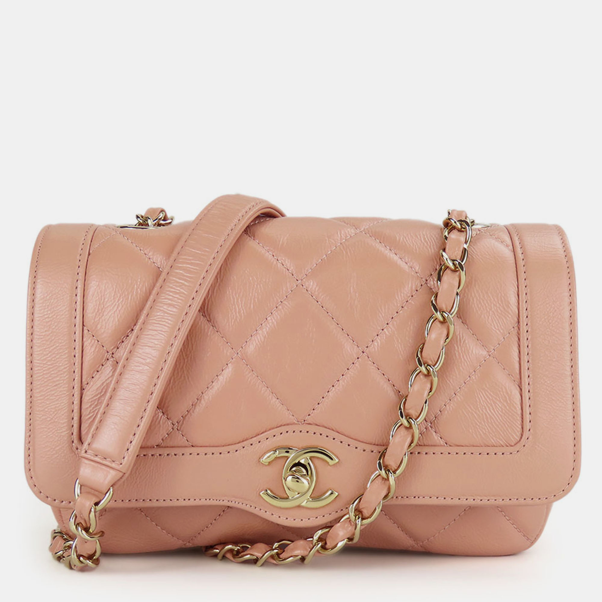 

Chanel Peach Beige Leather Shoulder Bag, Pink