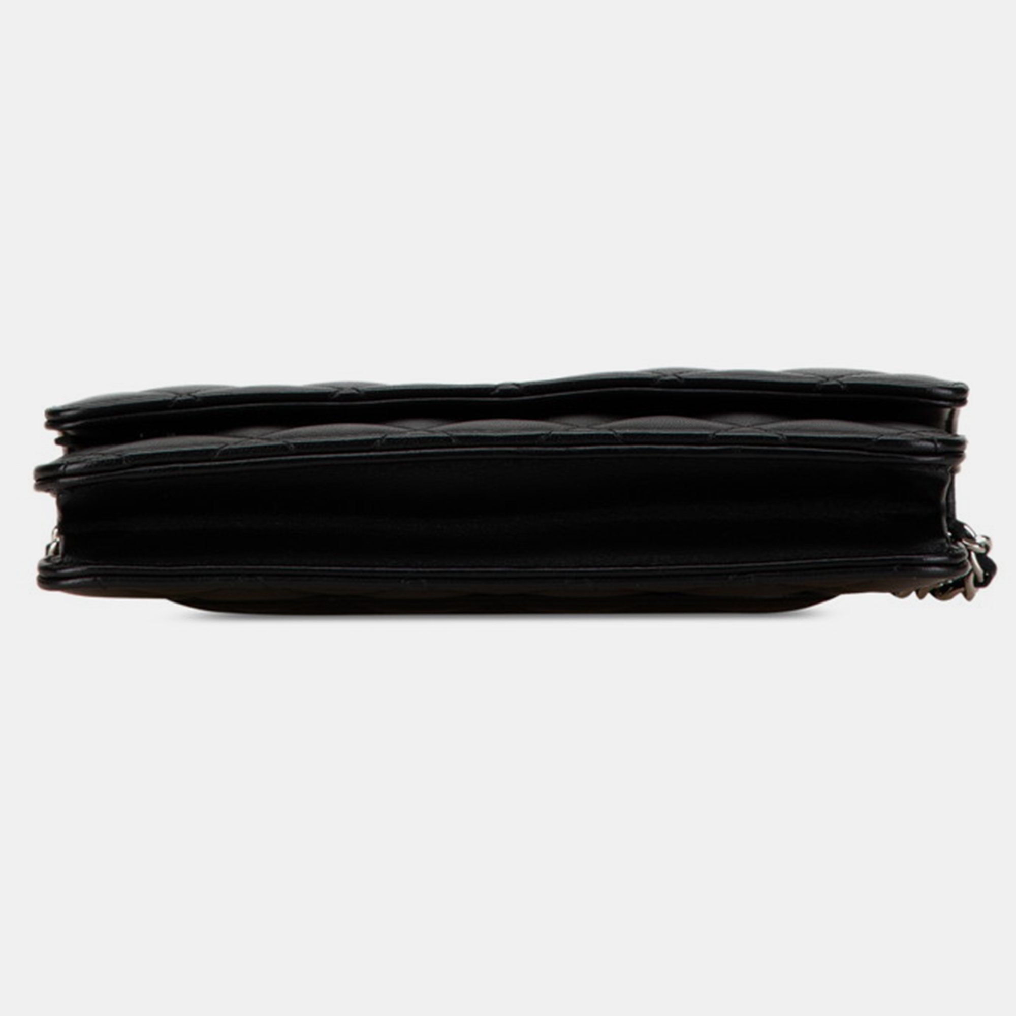 Chanel Black Leather Matelasse Lambskin Chain Shoulder Bag 