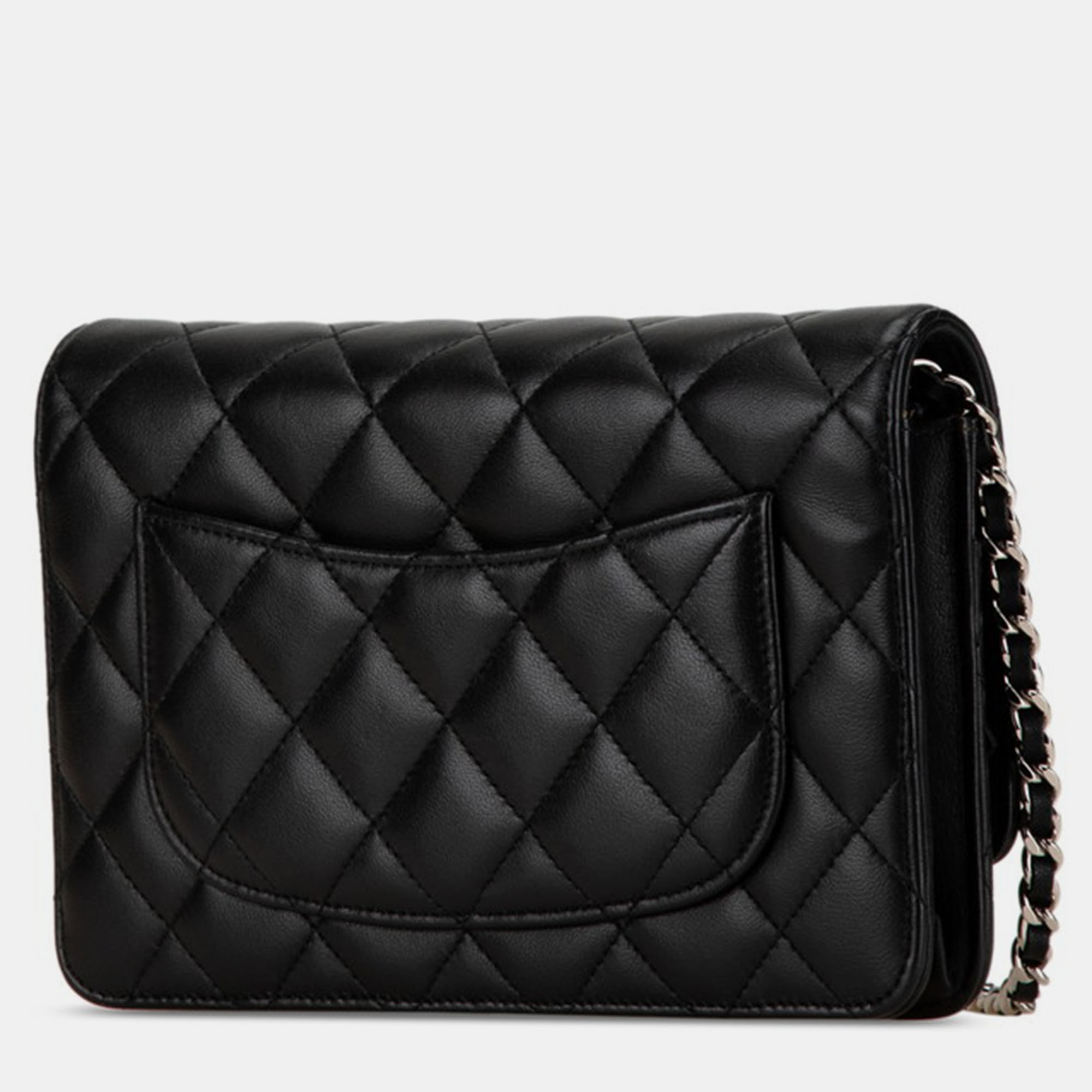 Chanel Black Leather Matelasse Lambskin Chain Shoulder Bag 
