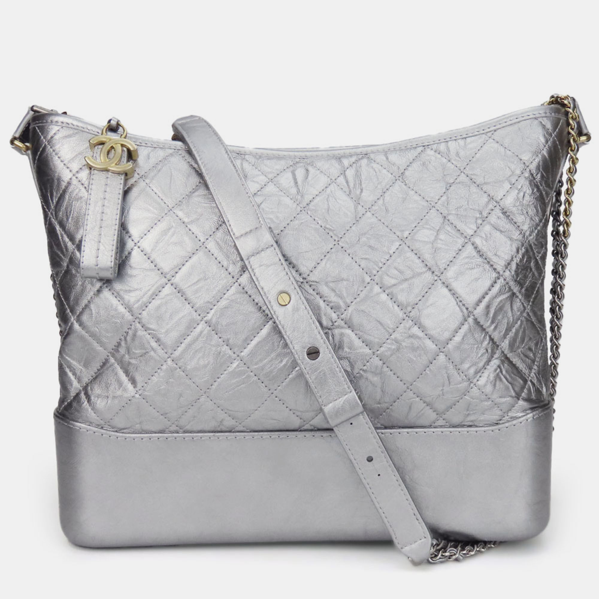 

Chanel Silver Gabriel Leather Shoulder Bag