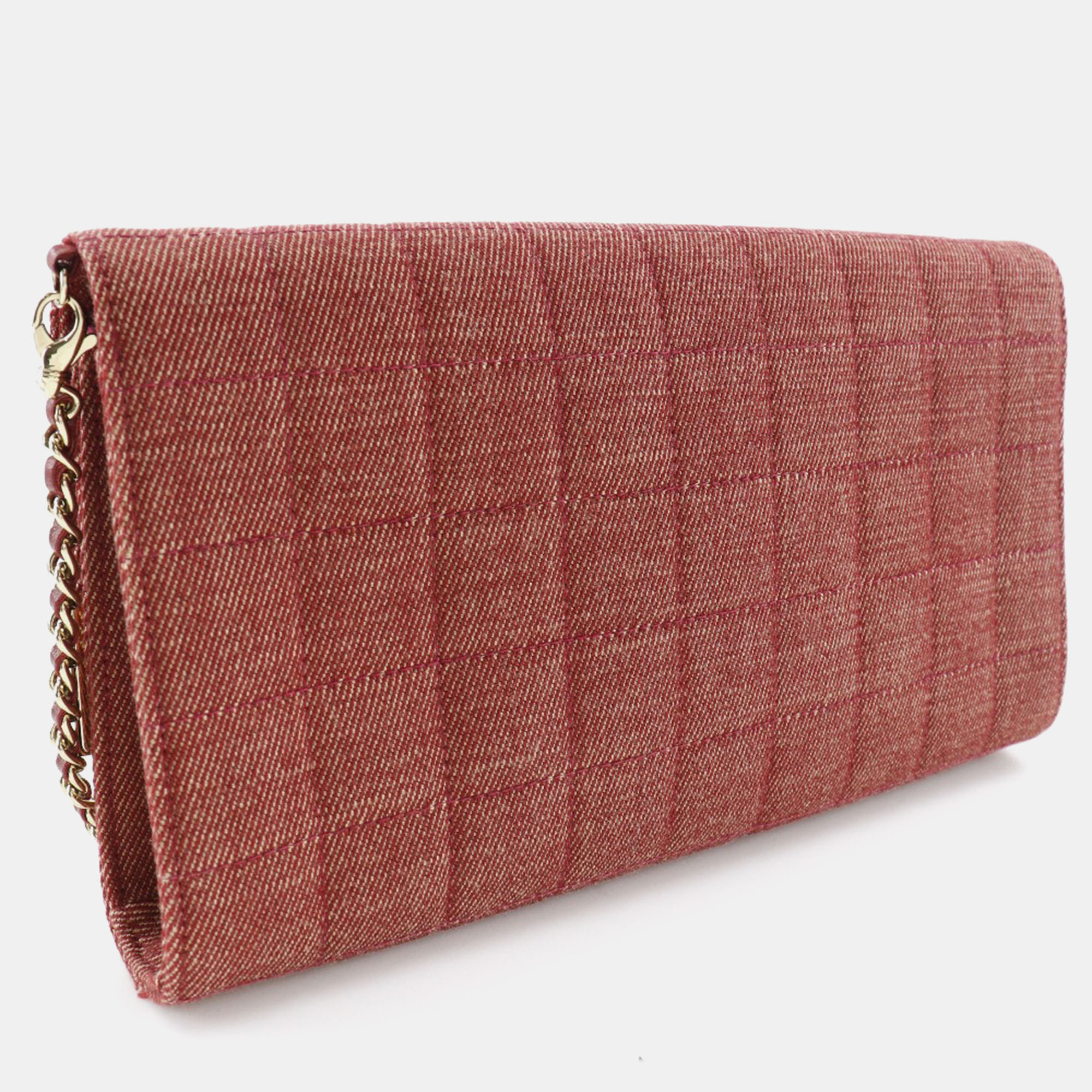 Chanel Red Cotton Canvas Chain Shoulder Bag 