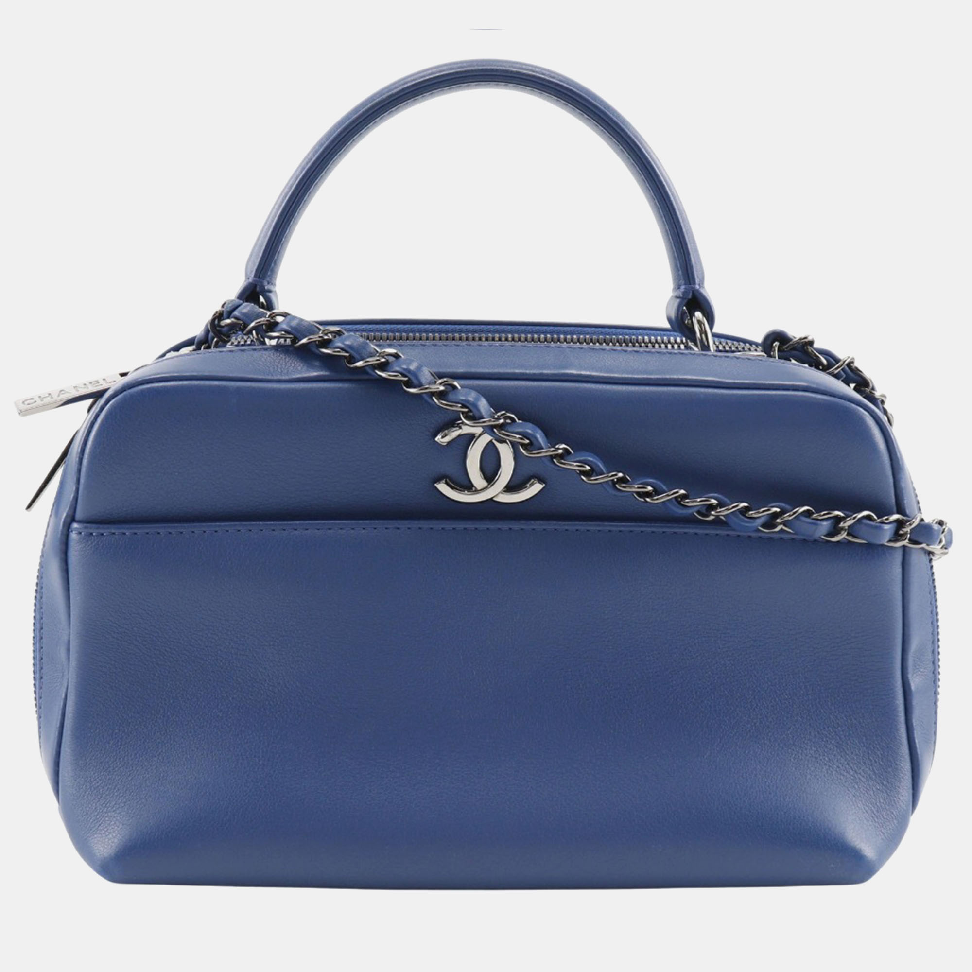 

Chanel Blue Leather Trendy Bowling Handbag