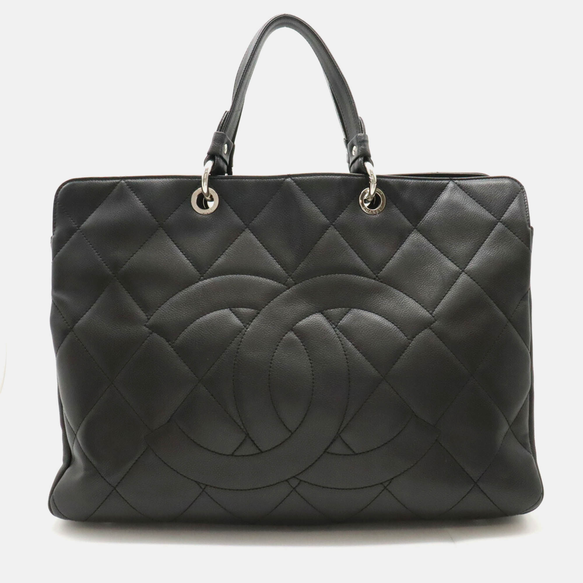 

Chanel Black Leather Caviar Matelasse Coco Mark Tote Bag